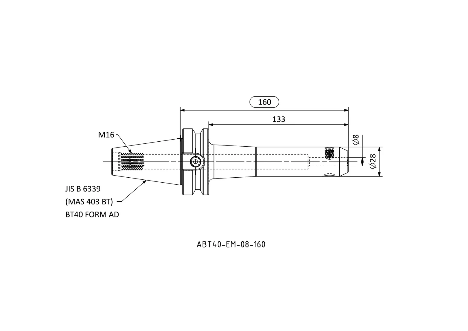 ABT40-EM-08-160 &mdash; dimensioned drawing