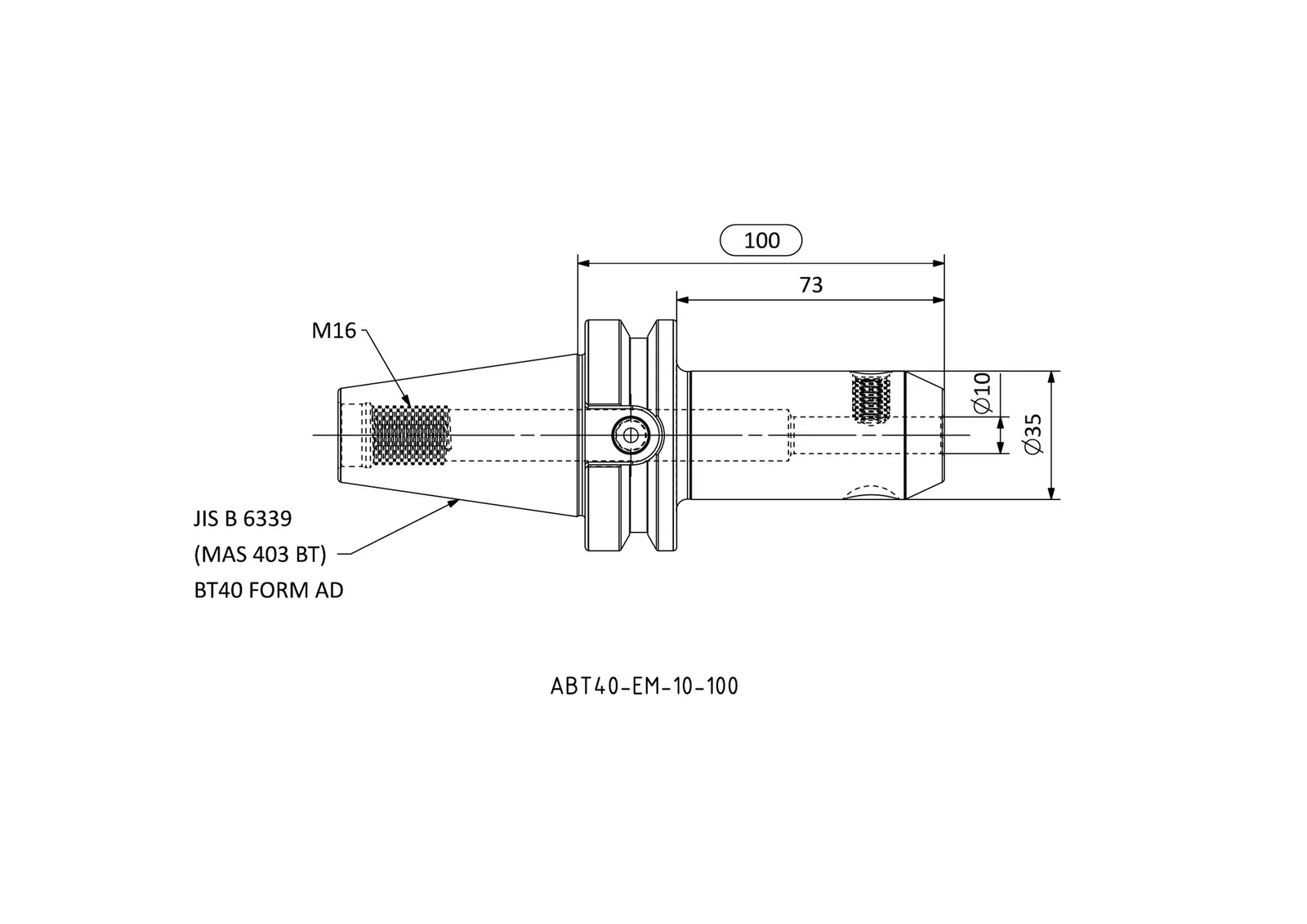 ABT40-EM-10-100 &mdash; dimensioned drawing