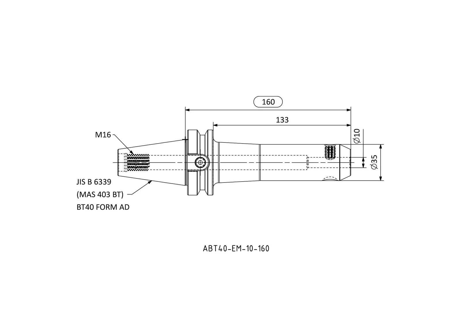ABT40-EM-10-160 &mdash; dimensioned drawing