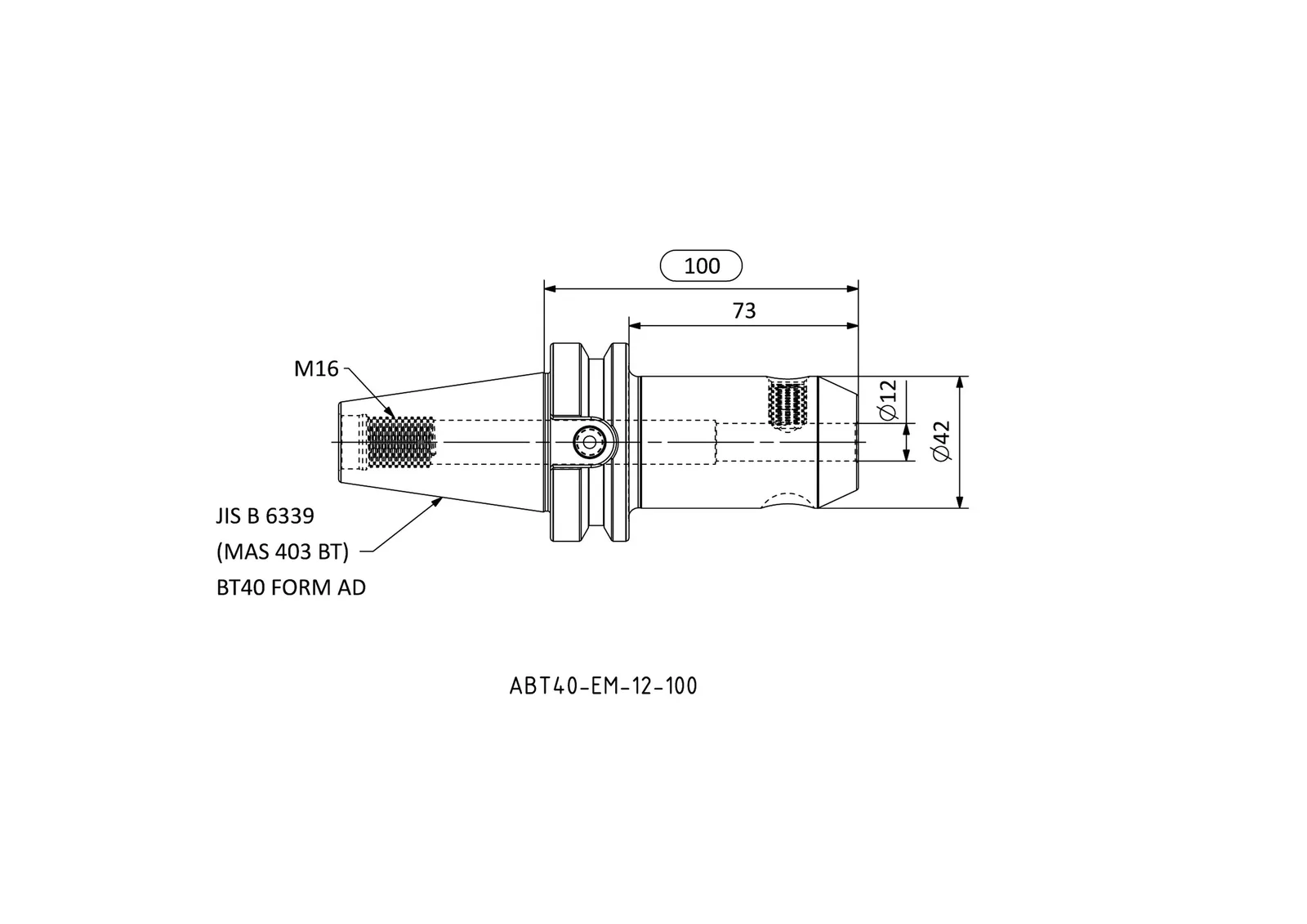 ABT40-EM-12-100 &mdash; dimensioned drawing