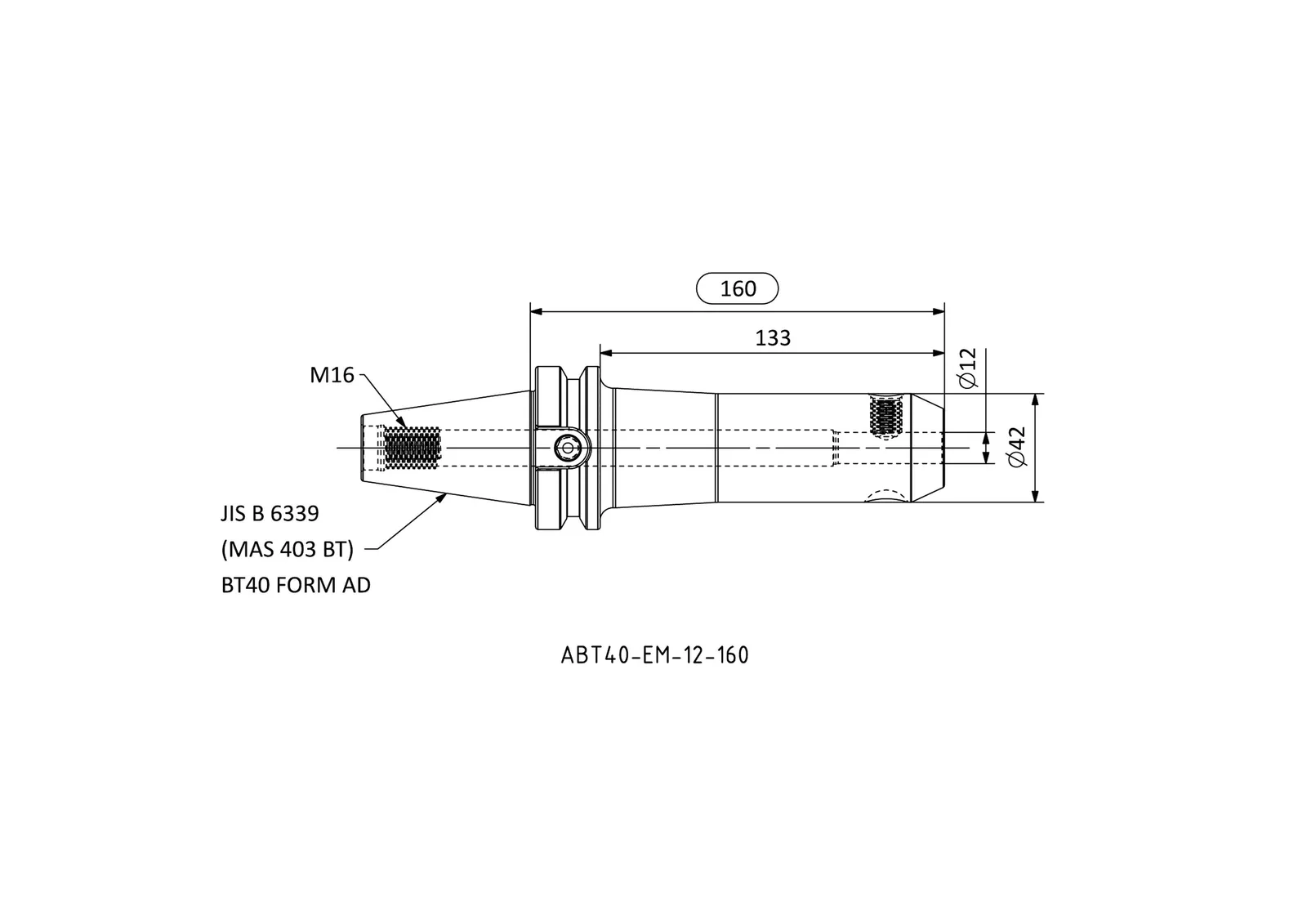 ABT40-EM-12-160 &mdash; dimensioned drawing