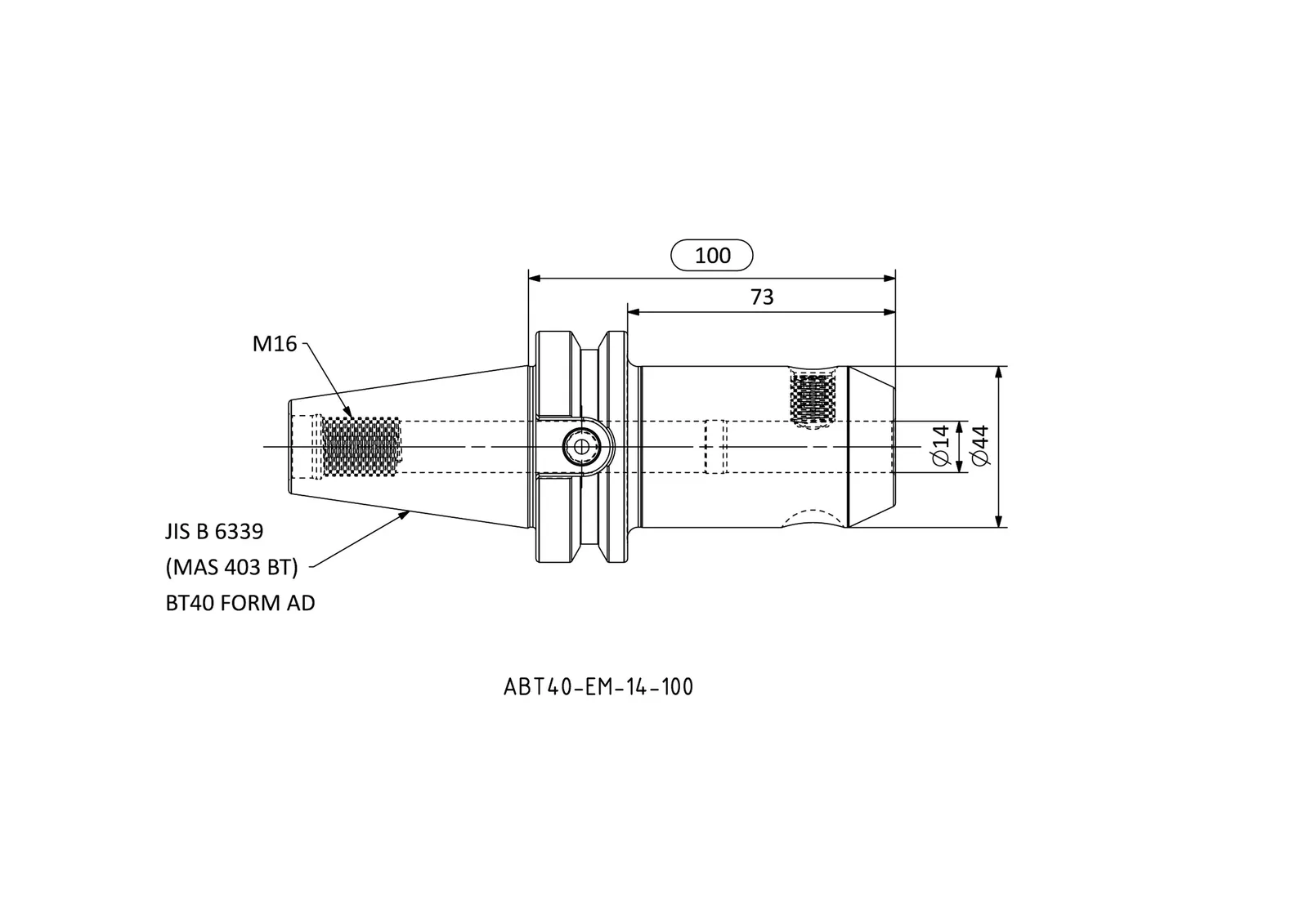 ABT40-EM-14-100 &mdash; dimensioned drawing