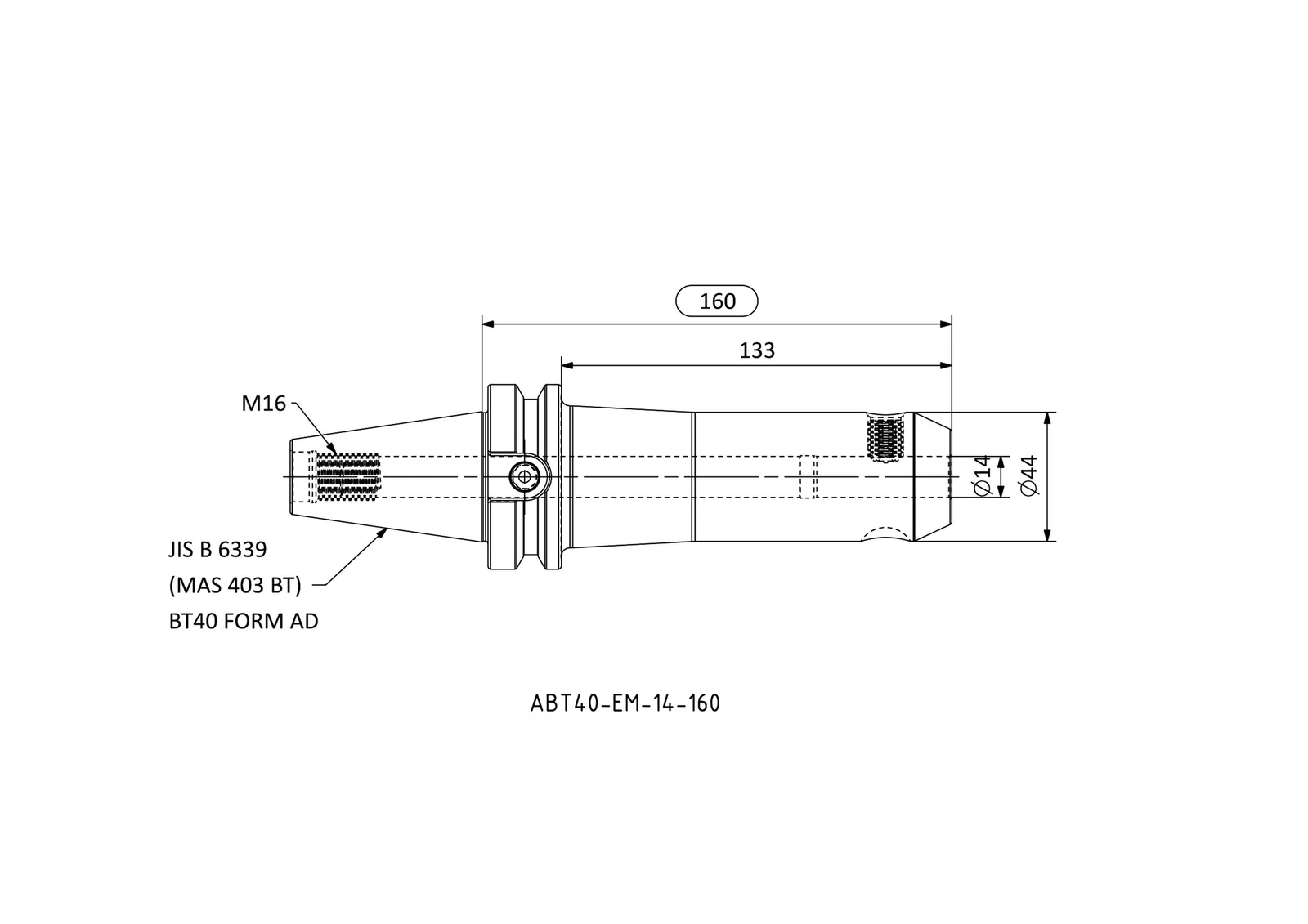 ABT40-EM-14-160 &mdash; dimensioned drawing