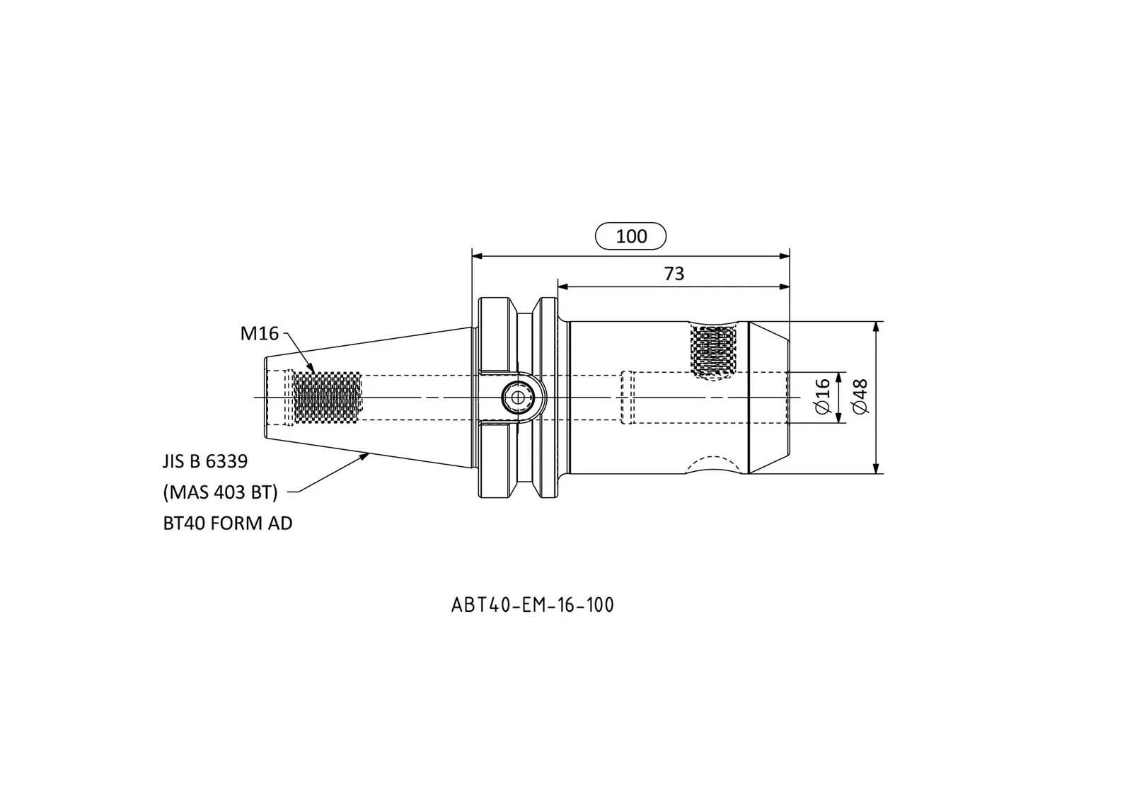 ABT40-EM-16-100 &mdash; dimensioned drawing