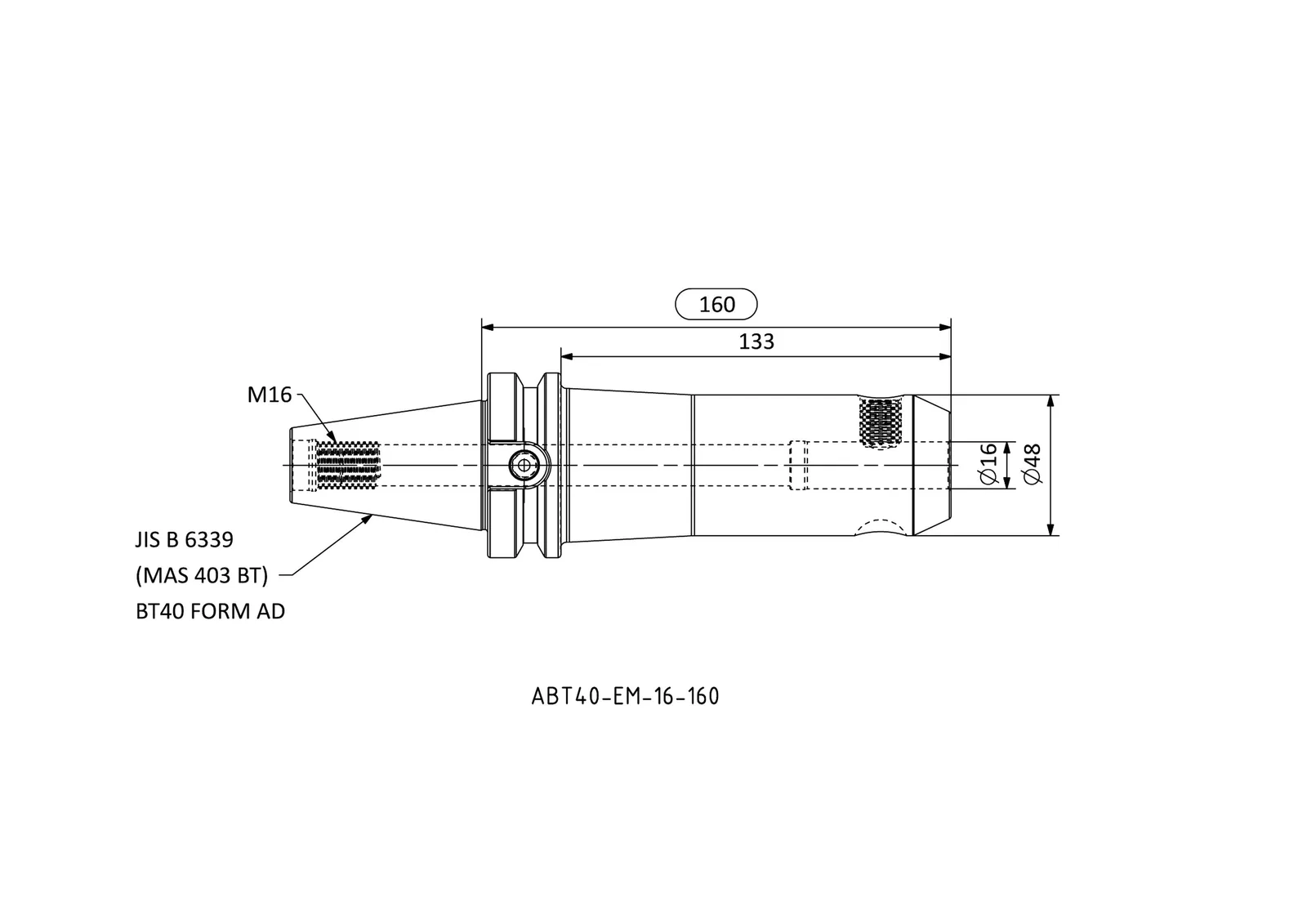ABT40-EM-16-160 &mdash; dimensioned drawing