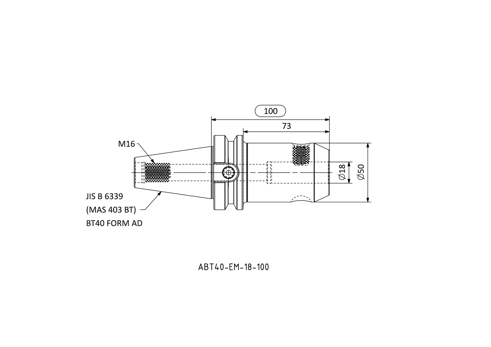 ABT40-EM-18-100 &mdash; dimensioned drawing