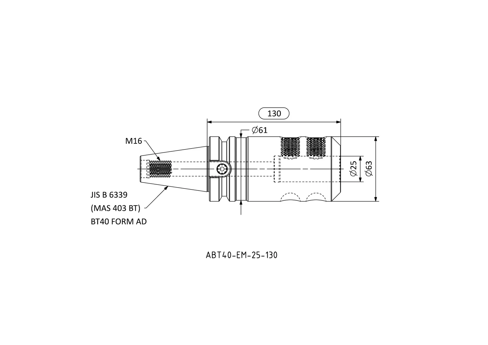 ABT40-EM-25-130 &mdash; dimensioned drawing