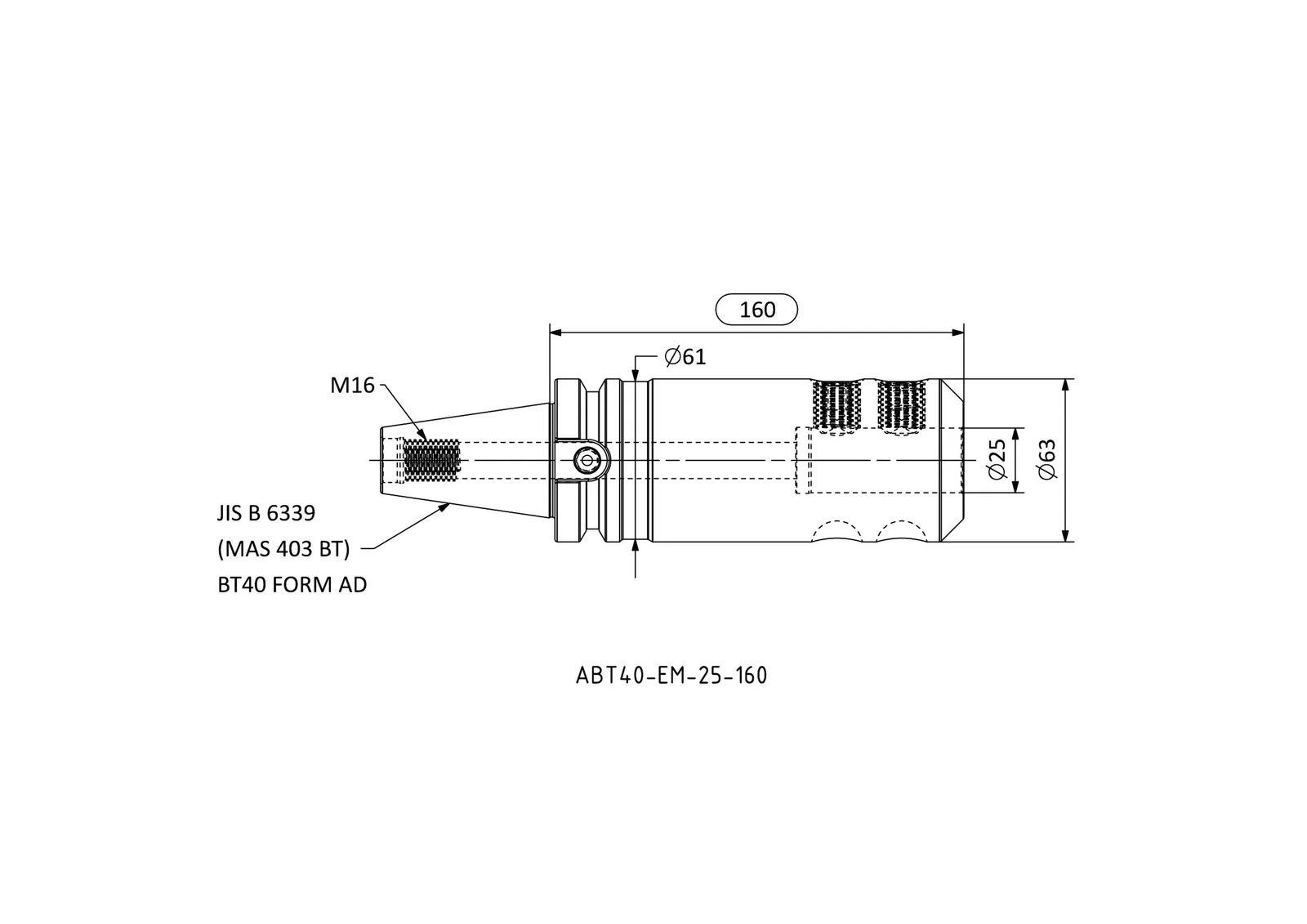 ABT40-EM-25-160 &mdash; dimensioned drawing