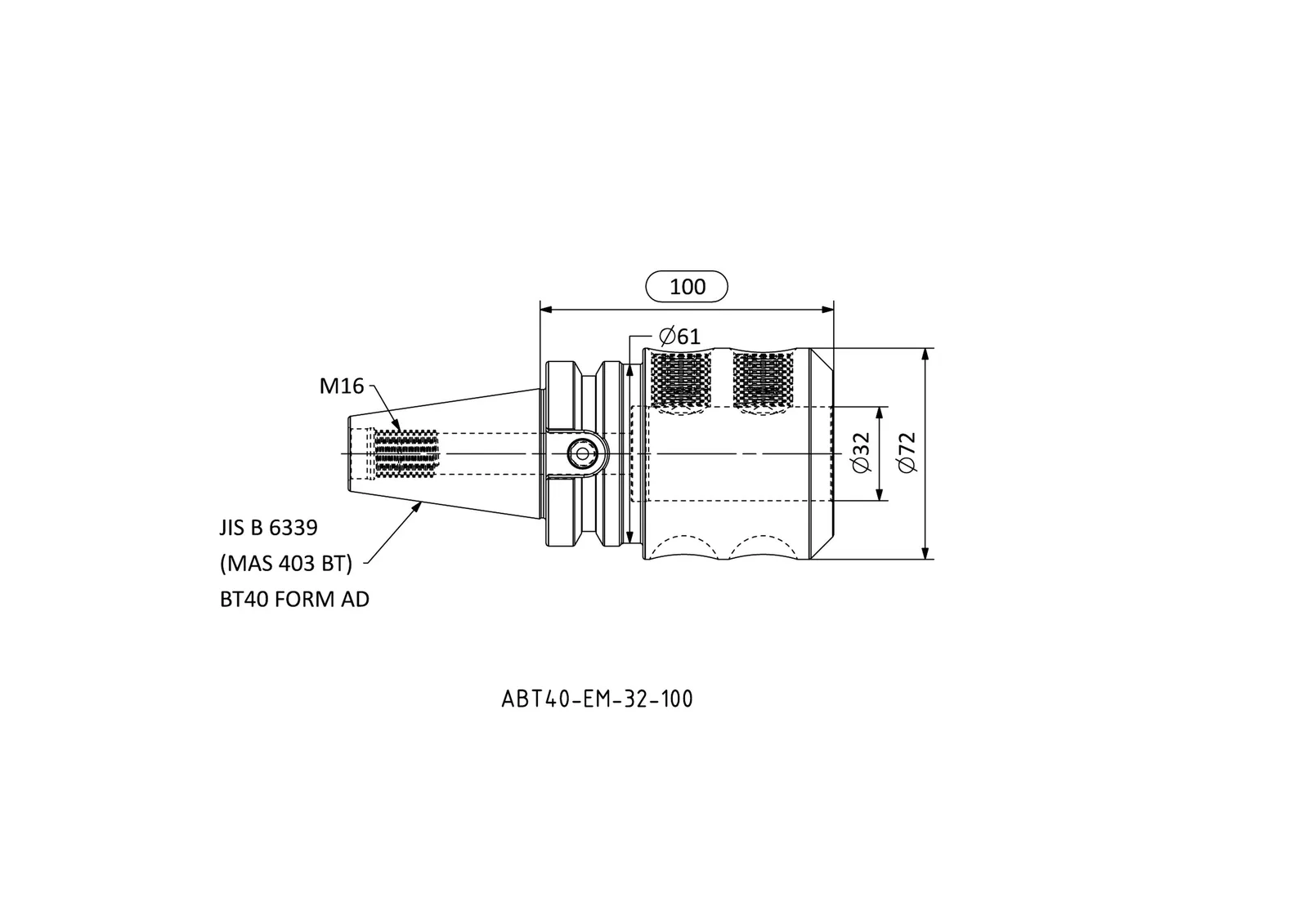 ABT40-EM-32-100 &mdash; dimensioned drawing