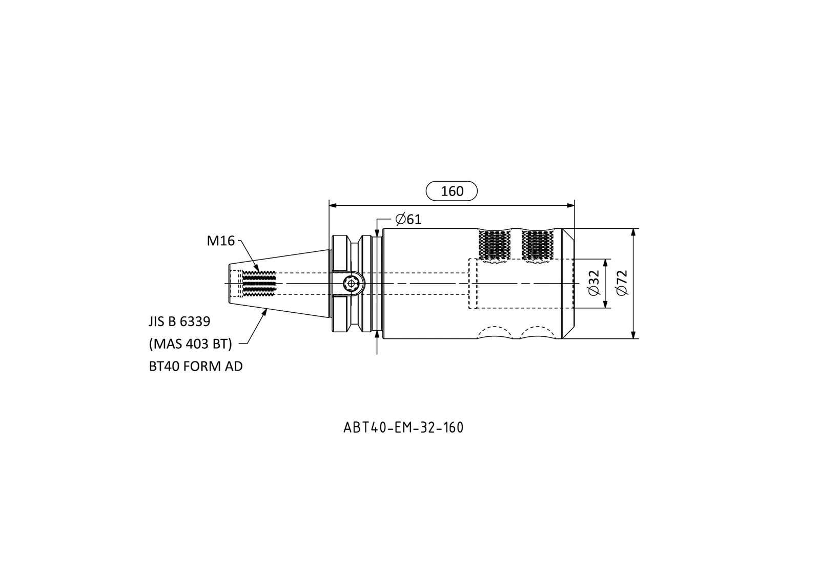ABT40-EM-32-160 &mdash; dimensioned drawing