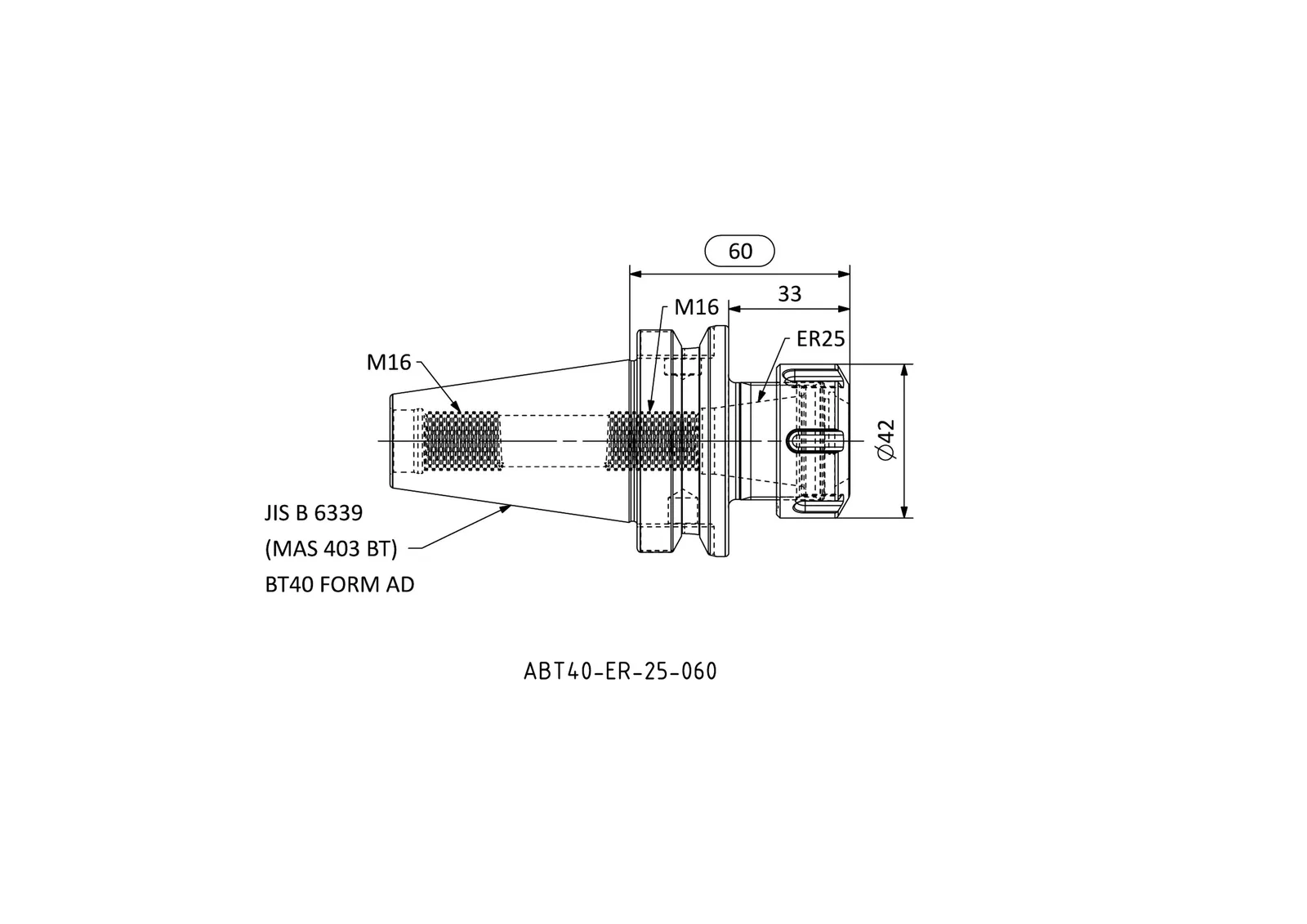 ABT40-ER-25-060 &mdash; dimensioned drawing