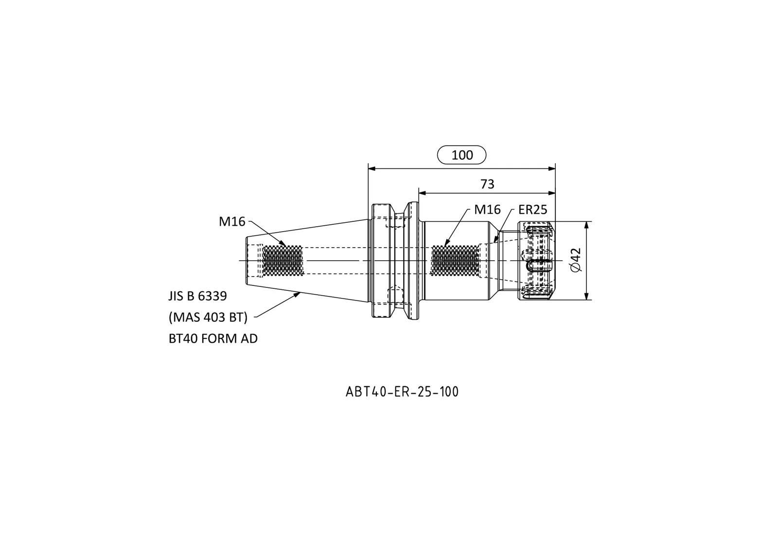 ABT40-ER-25-100 &mdash; dimensioned drawing