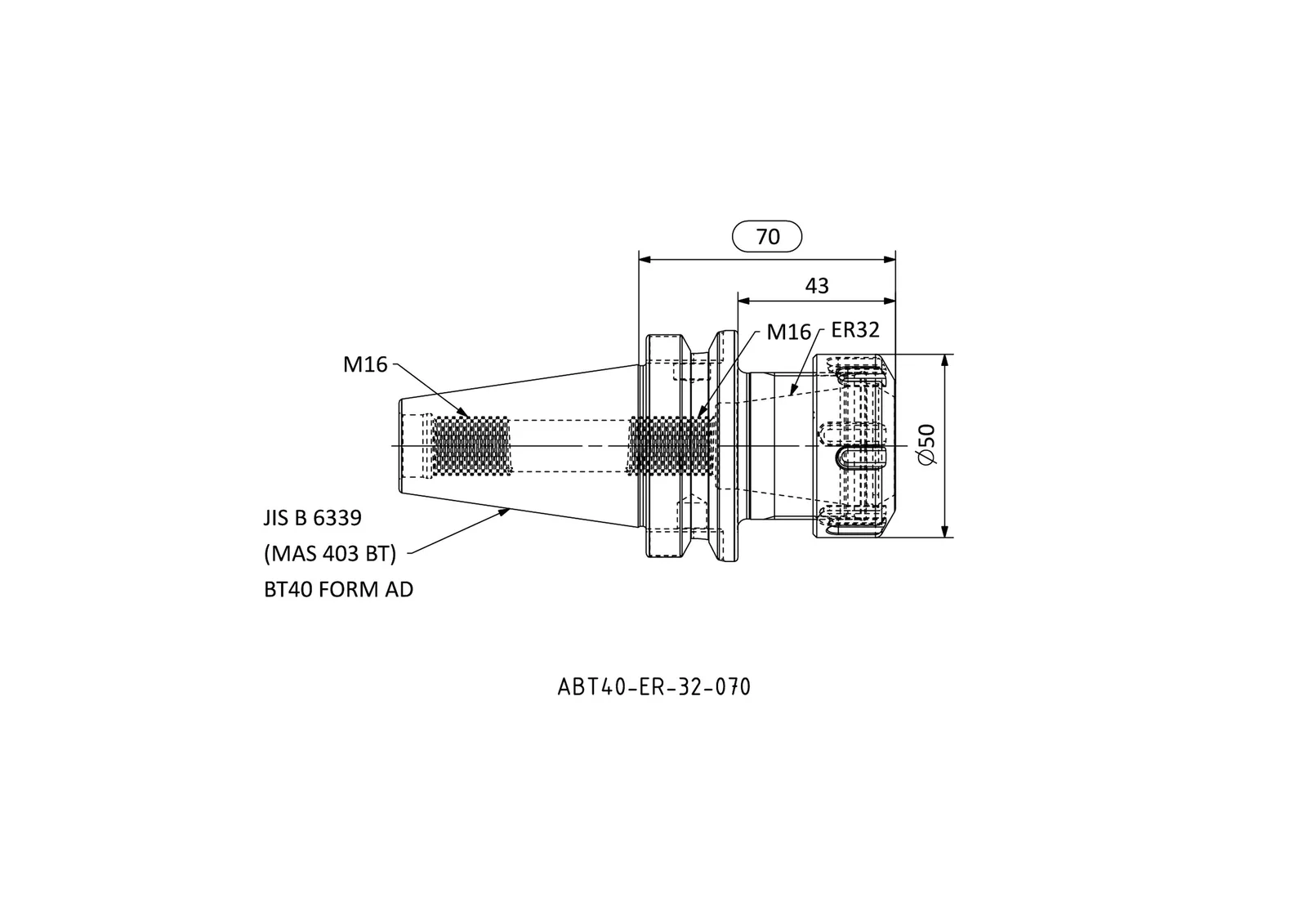 ABT40-ER-32-070 &mdash; dimensioned drawing