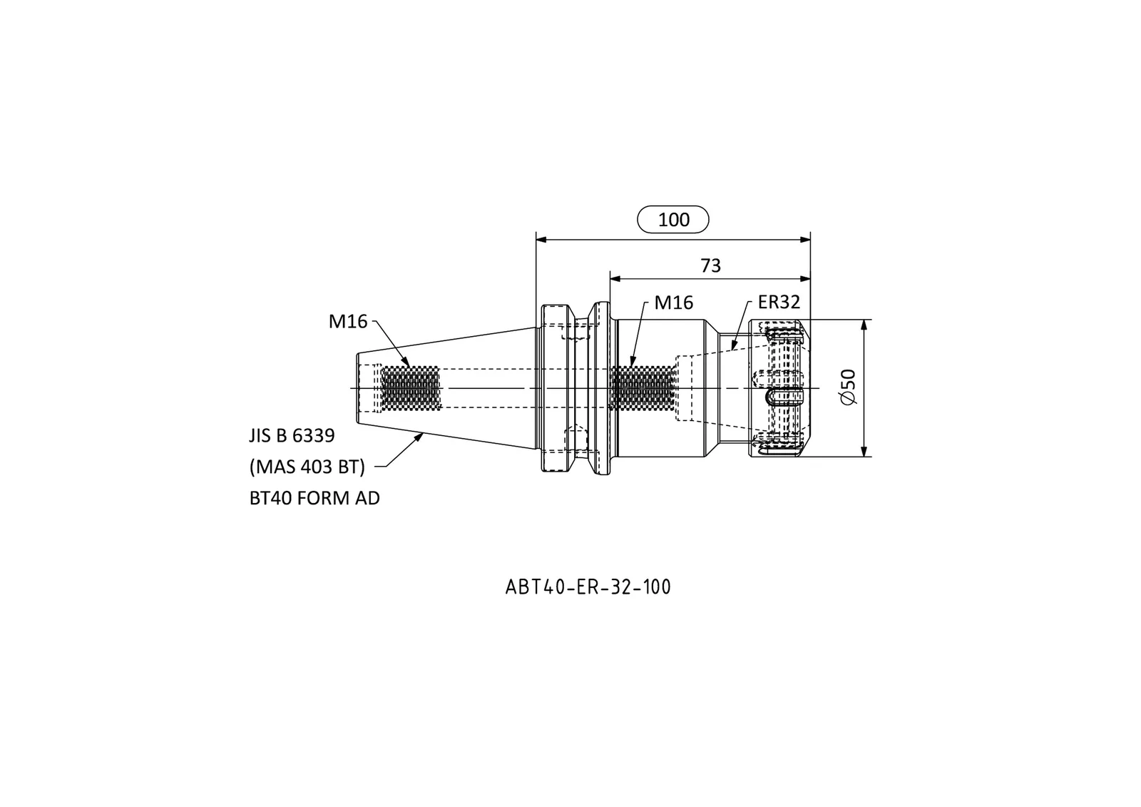 ABT40-ER-32-100 &mdash; dimensioned drawing