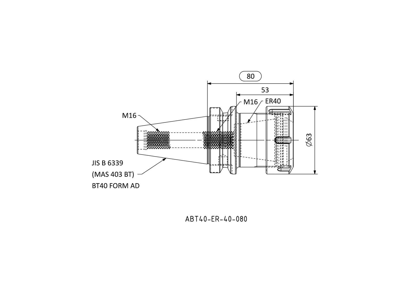 ABT40-ER-40-080 &mdash; dimensioned drawing