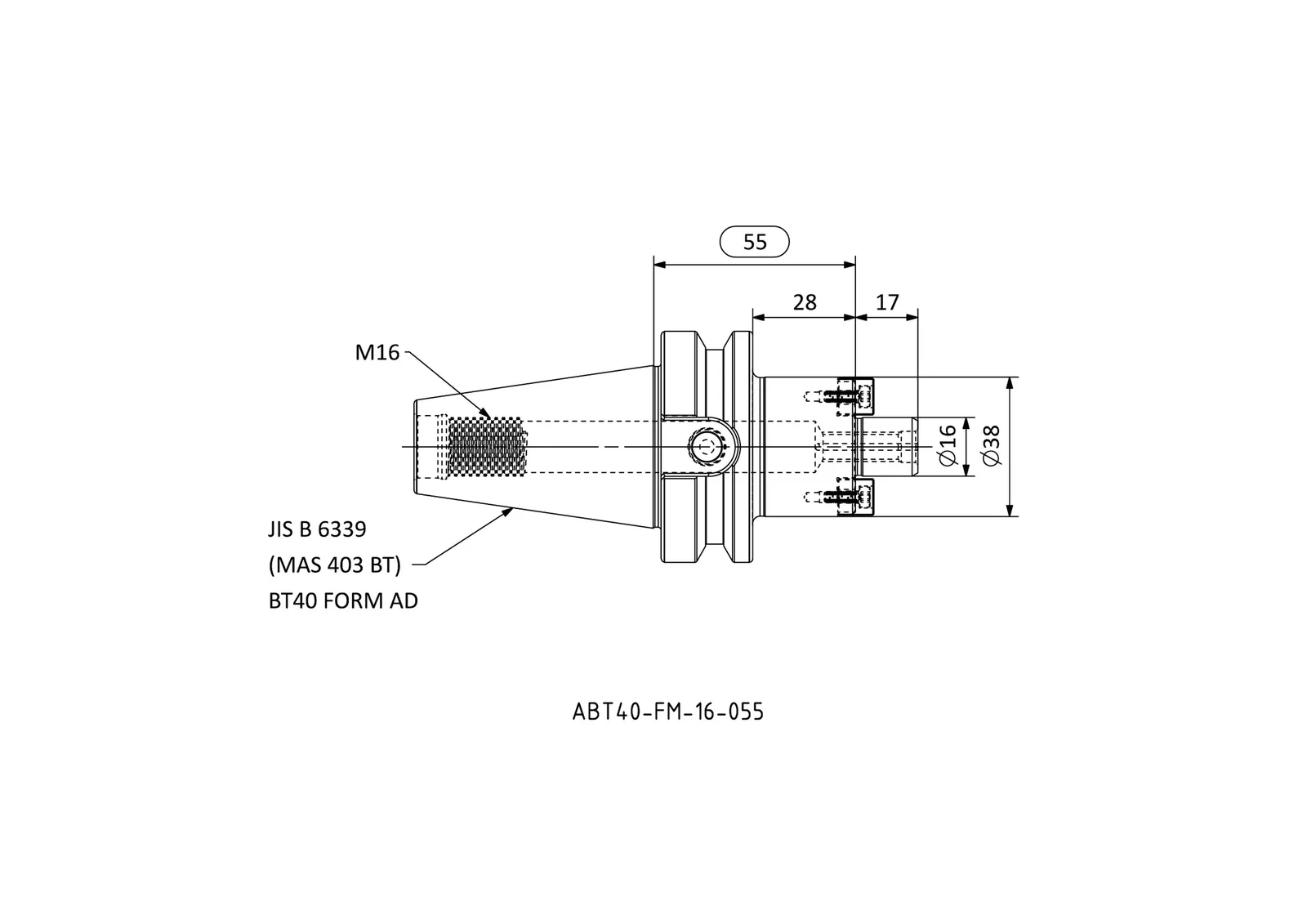 ABT40-FM-16-055 &mdash; dimensioned drawing