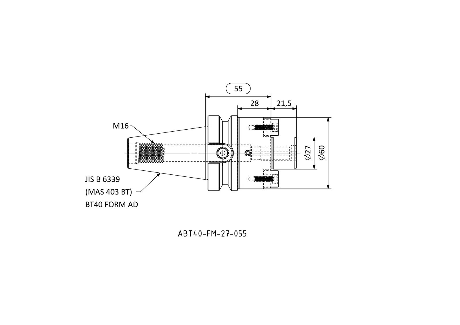 ABT40-FM-27-055 &mdash; dimensioned drawing