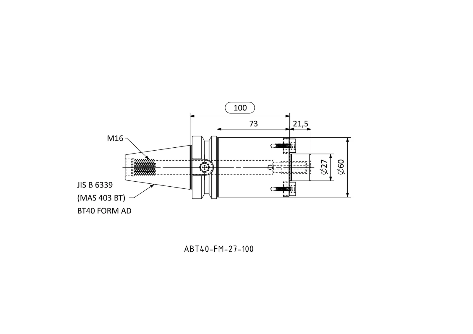 ABT40-FM-27-100 &mdash; dimensioned drawing