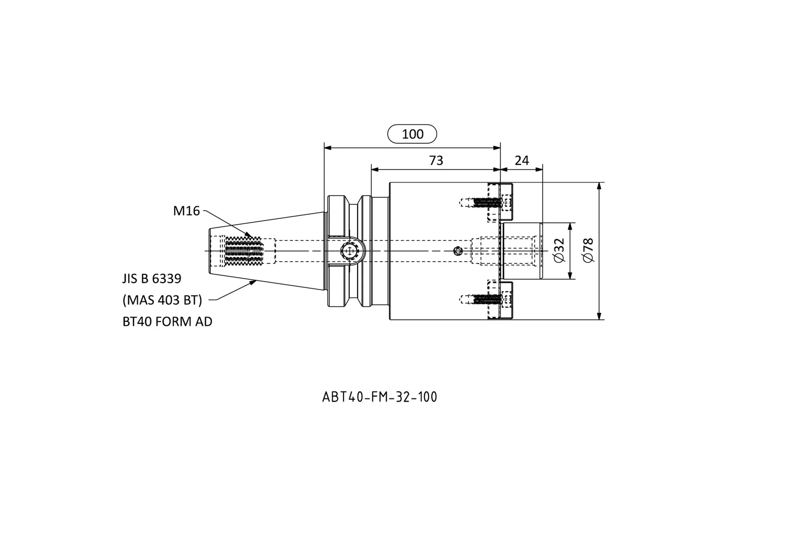 ABT40-FM-32-100 &mdash; dimensioned drawing