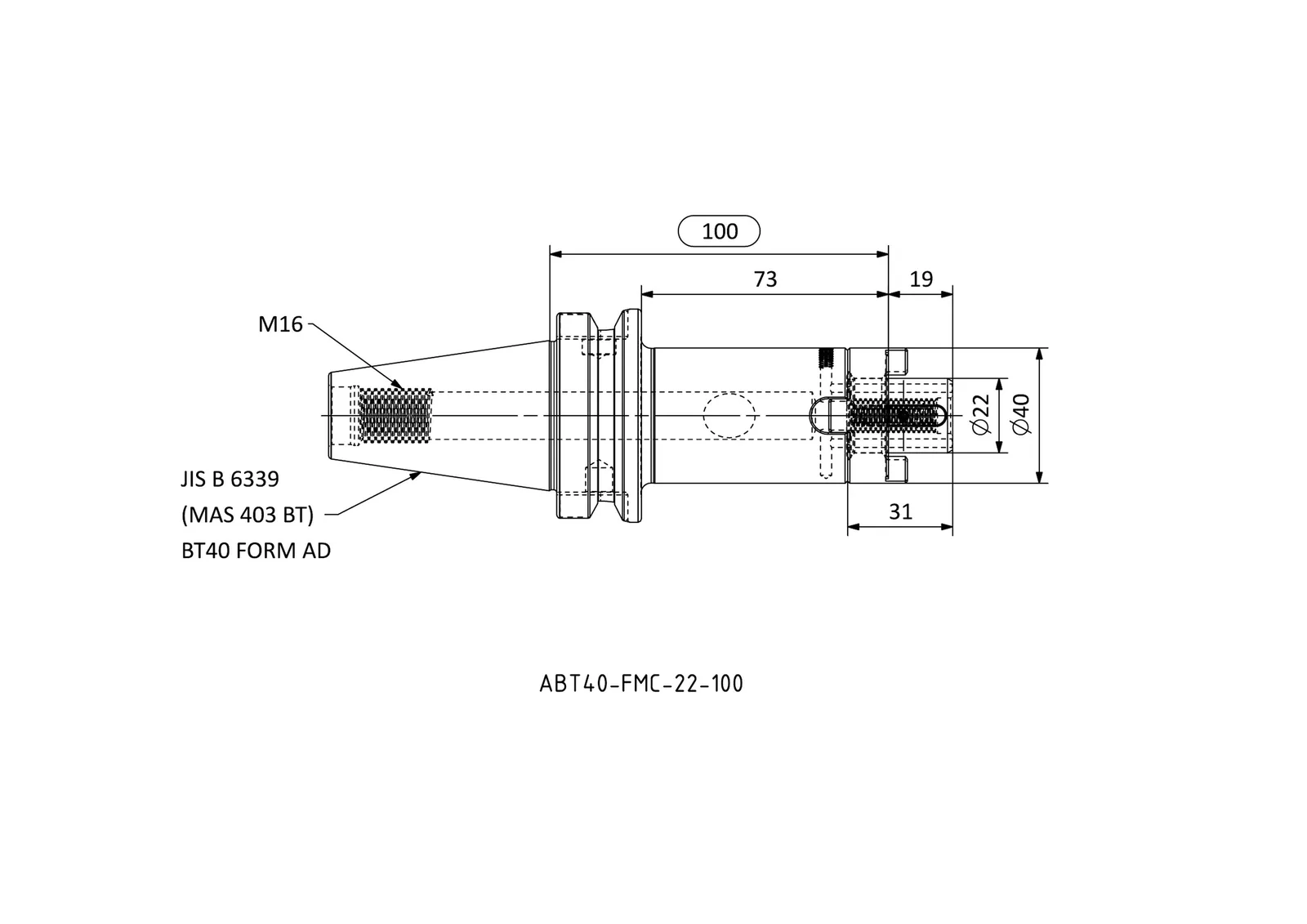 ABT40-FMC-22-100 &mdash; dimensioned drawing