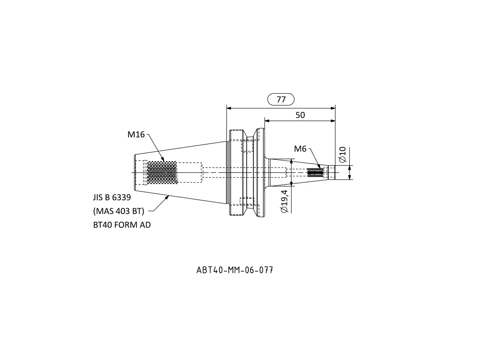 ABT40-MM-06-077 &mdash; dimensioned drawing