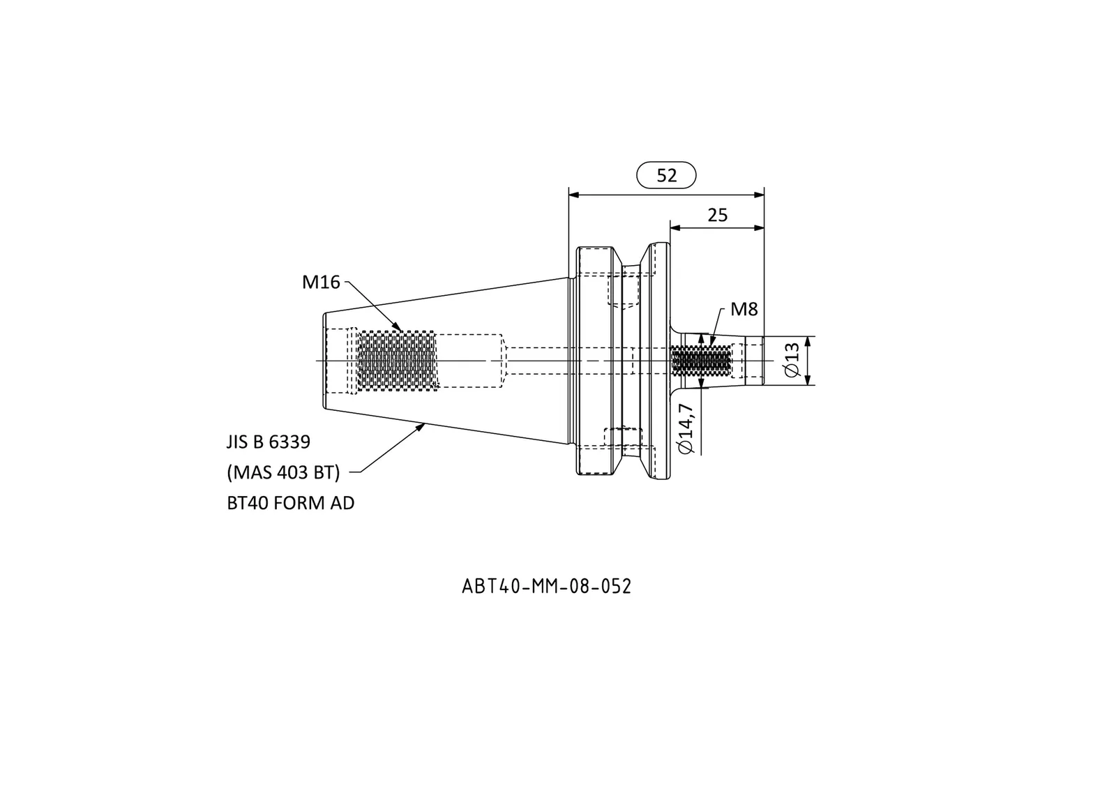 ABT40-MM-08-052 &mdash; dimensioned drawing