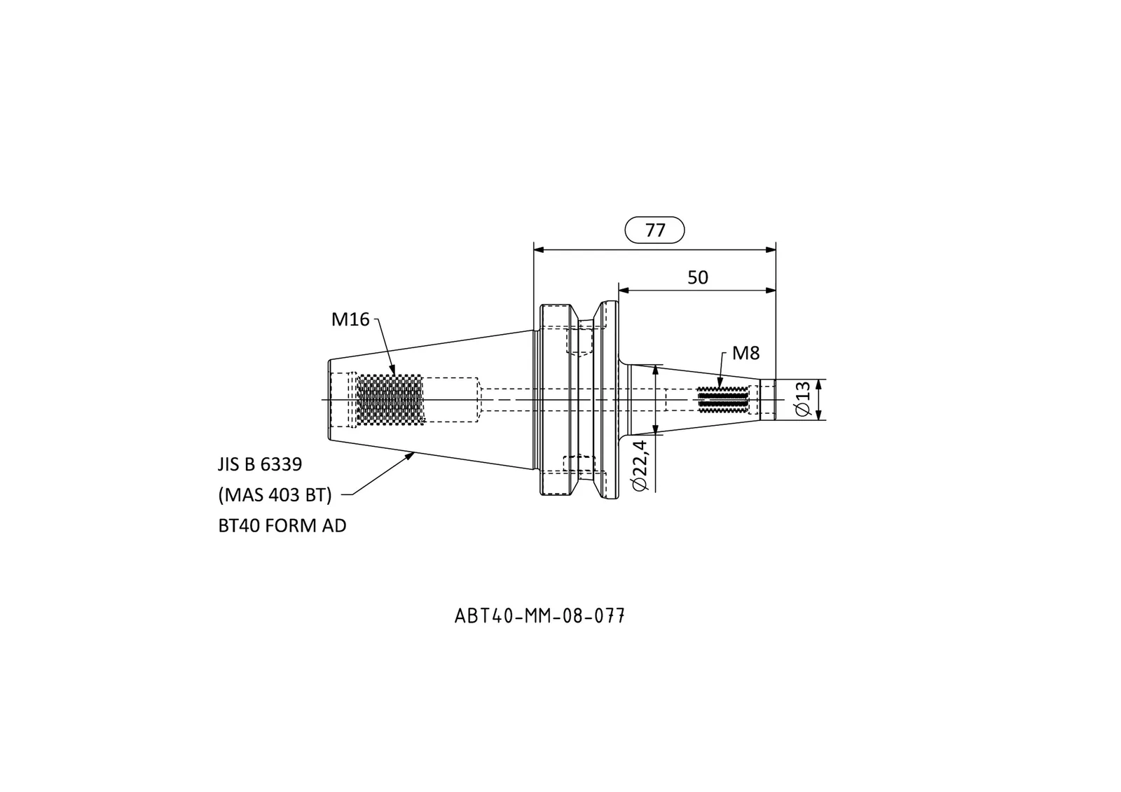 ABT40-MM-08-077 &mdash; dimensioned drawing