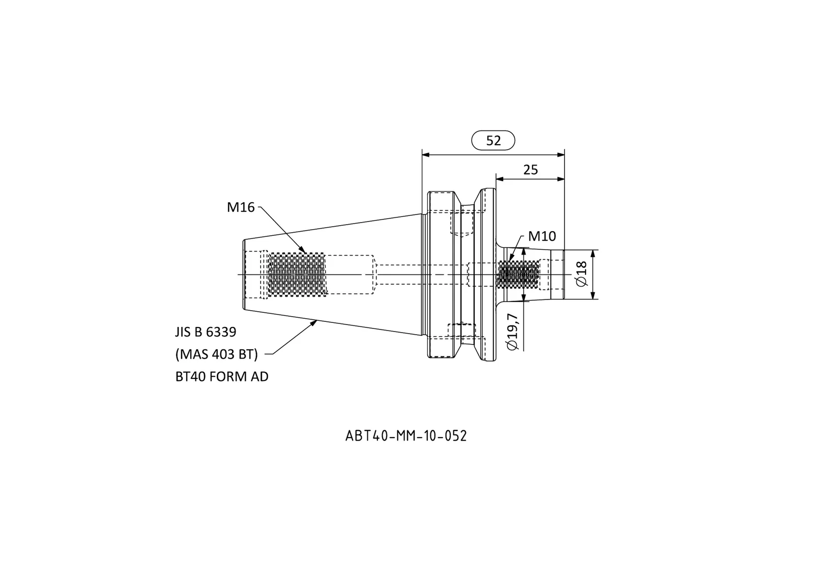 ABT40-MM-10-052 &mdash; dimensioned drawing