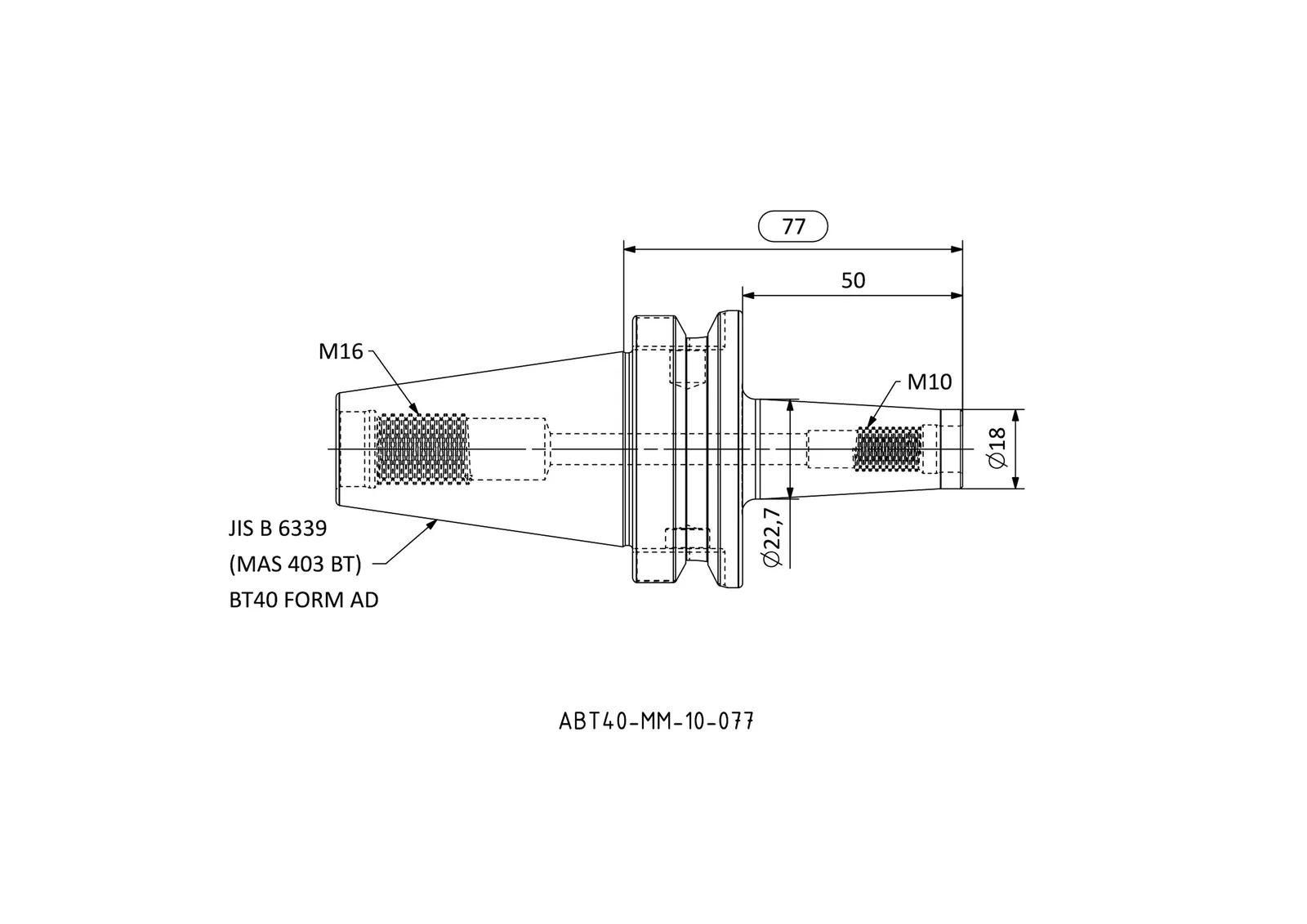 ABT40-MM-10-077 &mdash; dimensioned drawing