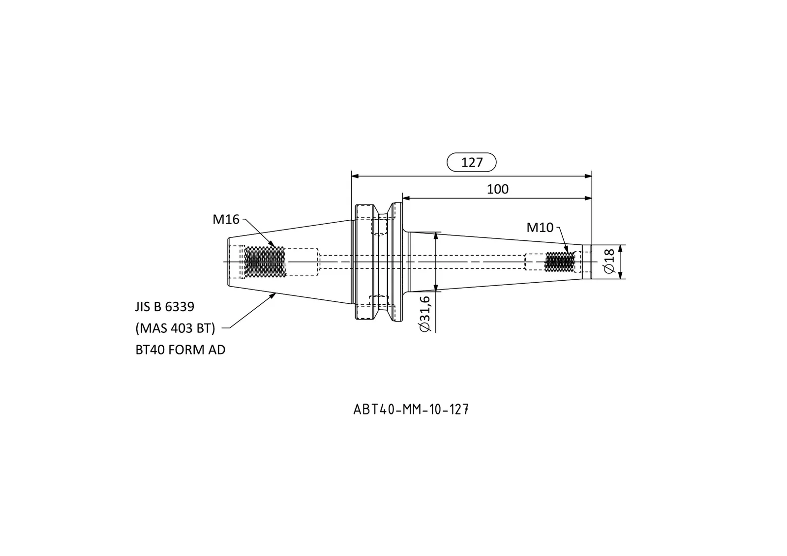 ABT40-MM-10-127 &mdash; dimensioned drawing