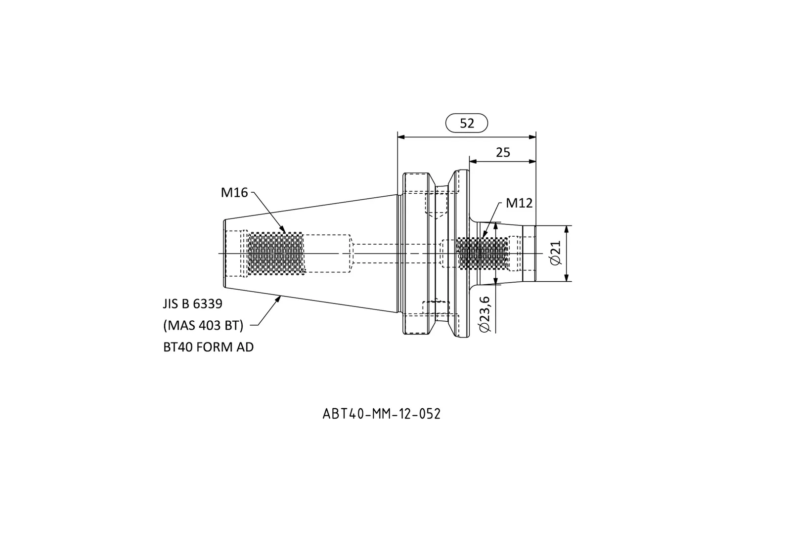 ABT40-MM-12-052 &mdash; dimensioned drawing
