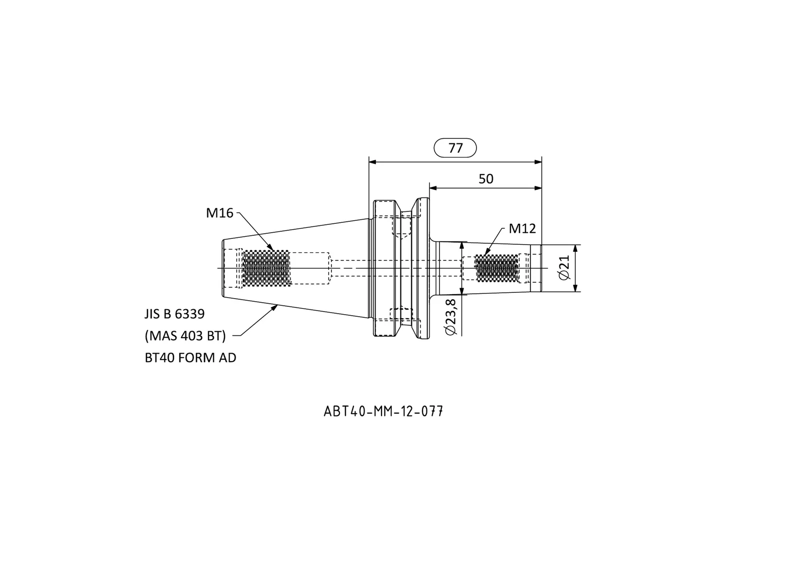 ABT40-MM-12-077 &mdash; dimensioned drawing