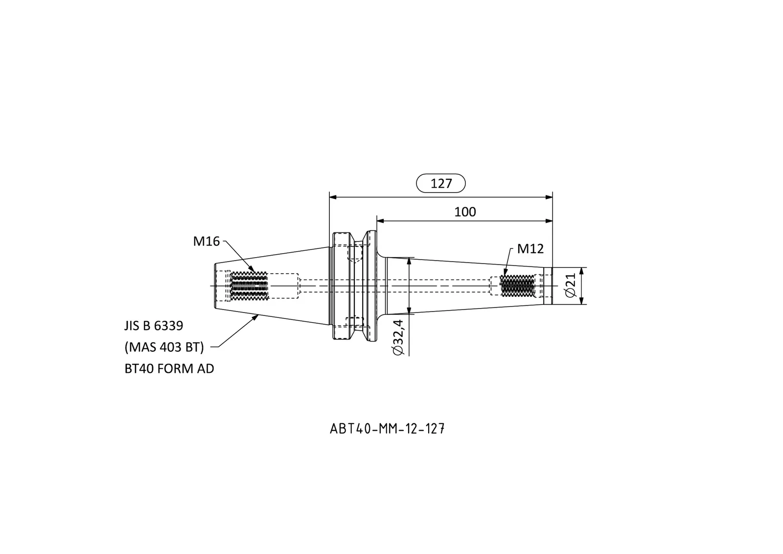 ABT40-MM-12-127 &mdash; dimensioned drawing