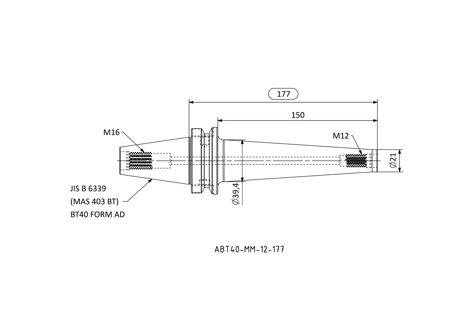 ABT40-MM-12-177 &mdash; dimensioned drawing