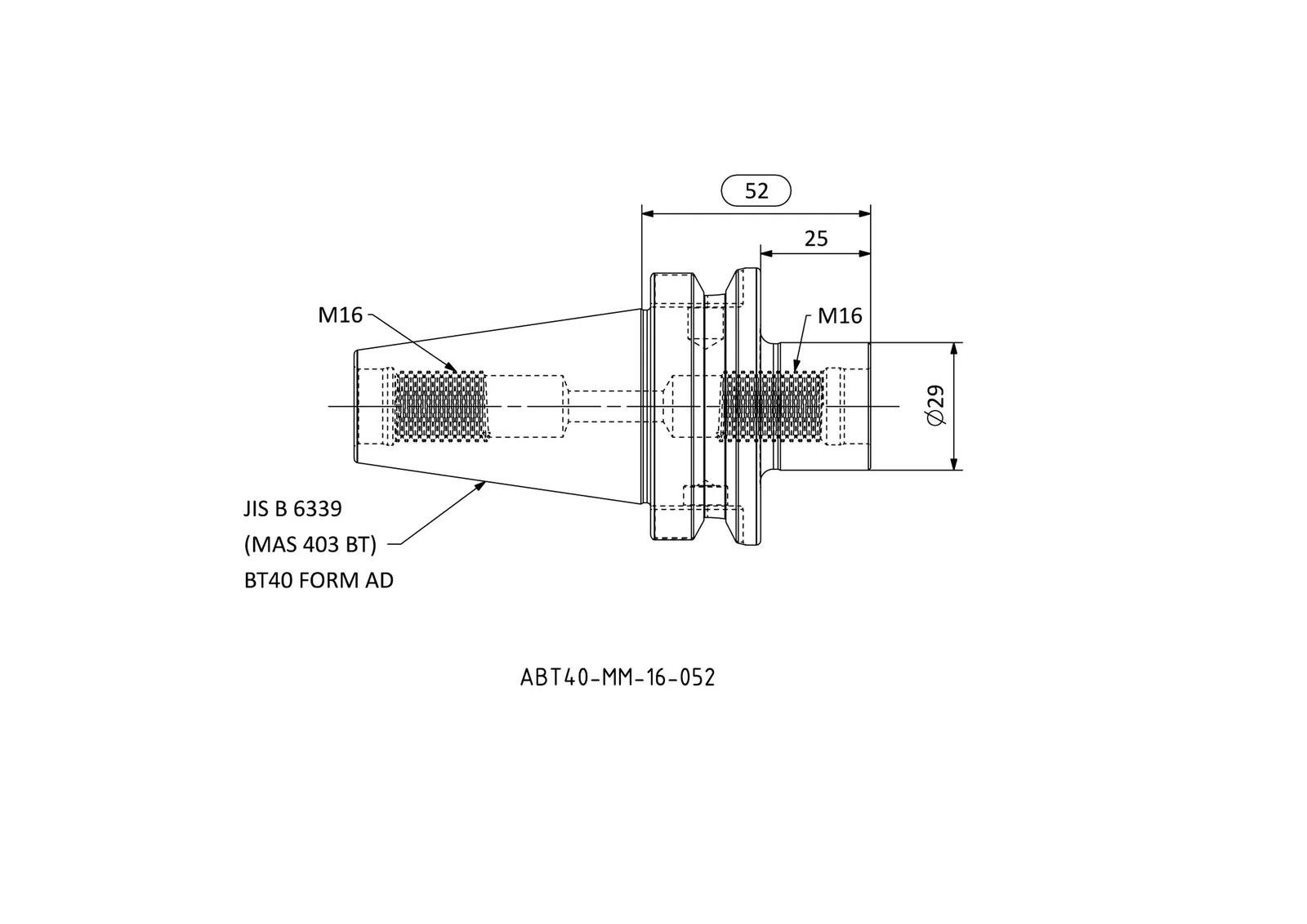 ABT40-MM-16-052 &mdash; dimensioned drawing