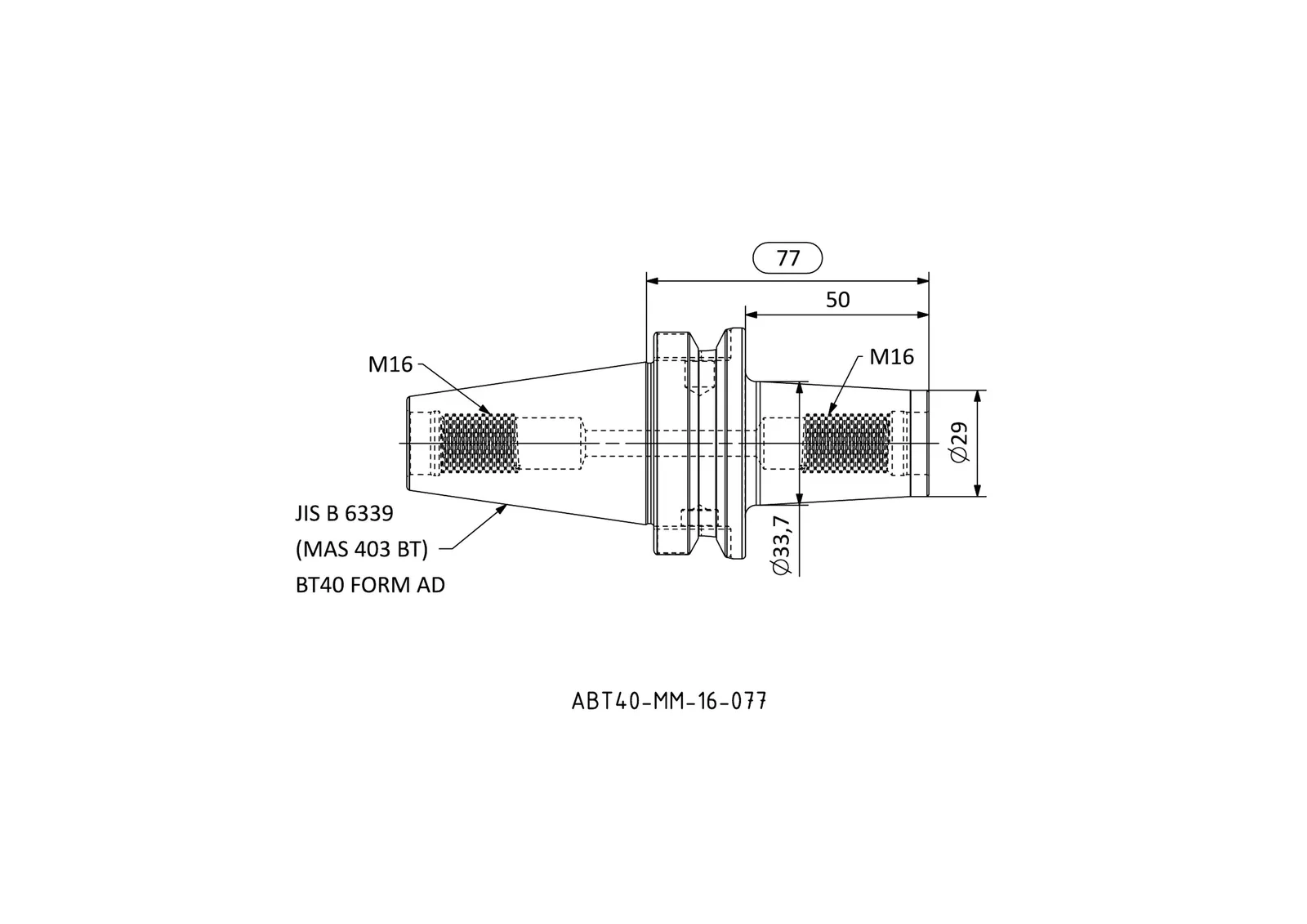 ABT40-MM-16-077 &mdash; dimensioned drawing