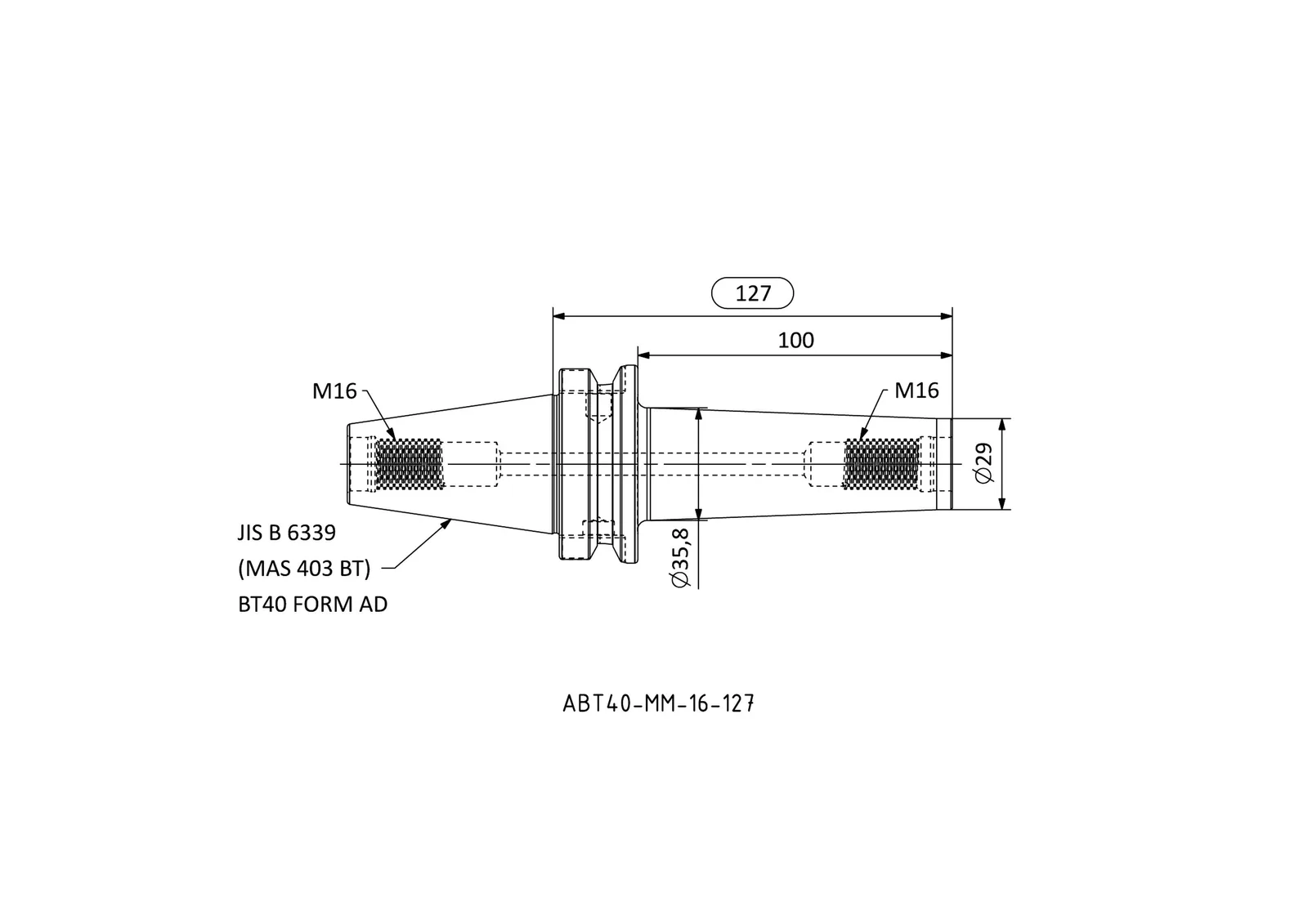 ABT40-MM-16-127 &mdash; dimensioned drawing