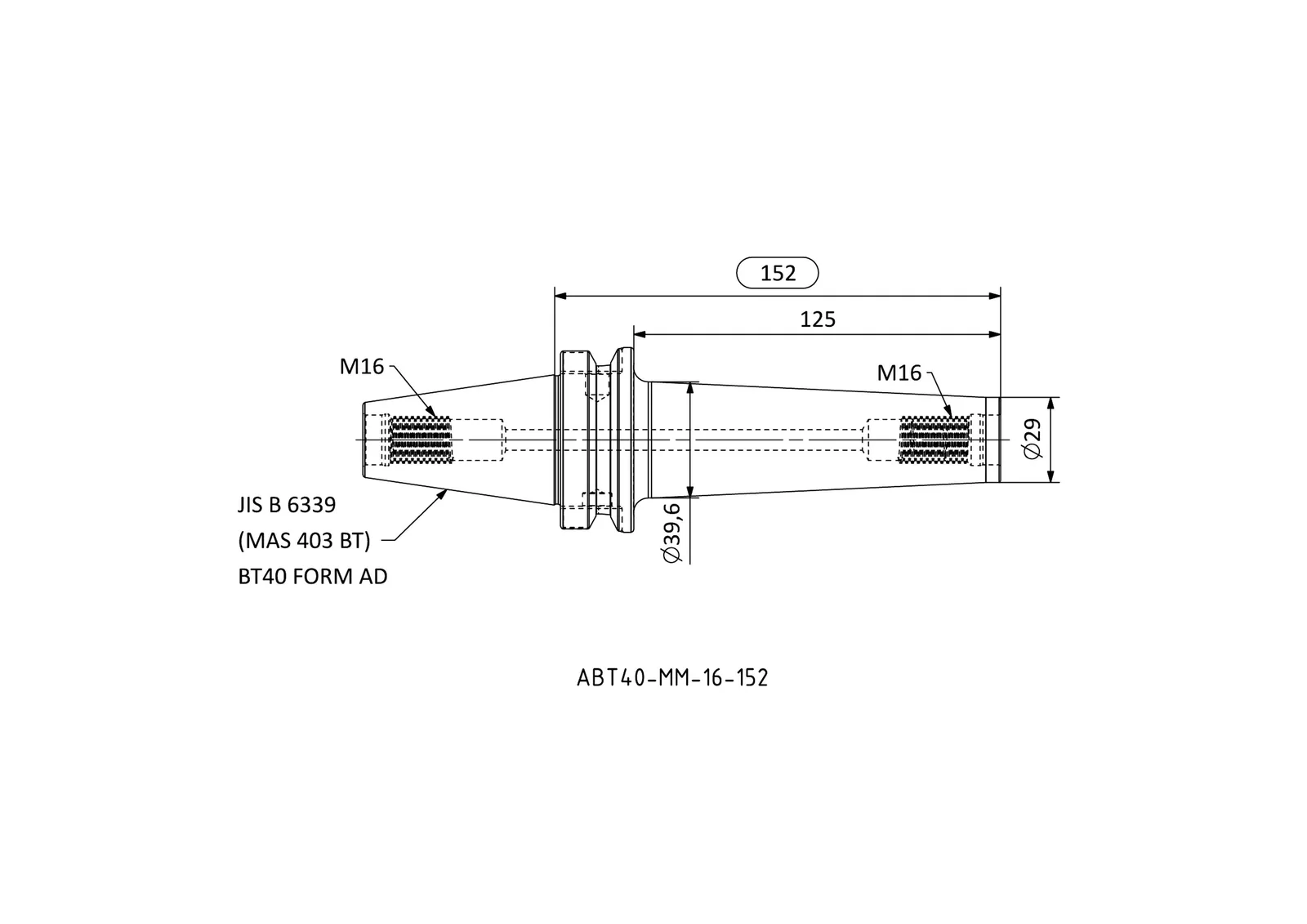 ABT40-MM-16-152 &mdash; dimensioned drawing