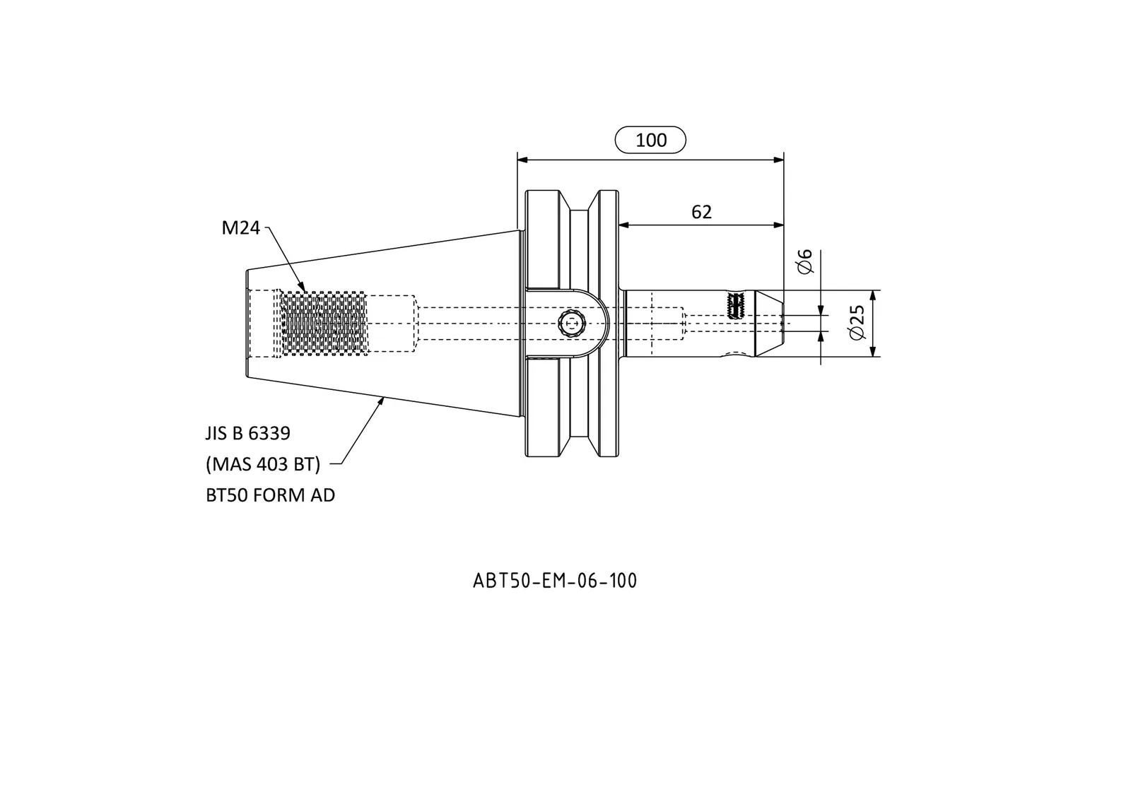 ABT50-EM-06-100 &mdash; dimensioned drawing