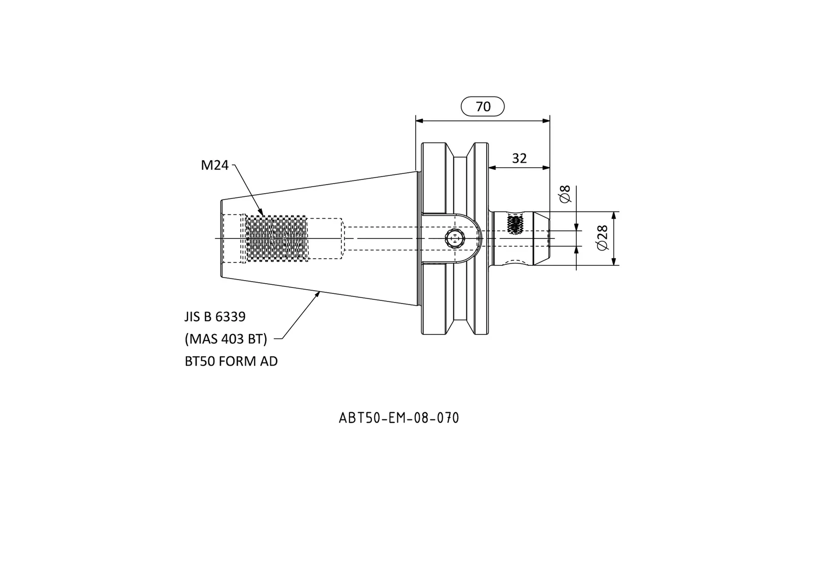ABT50-EM-08-070 &mdash; dimensioned drawing