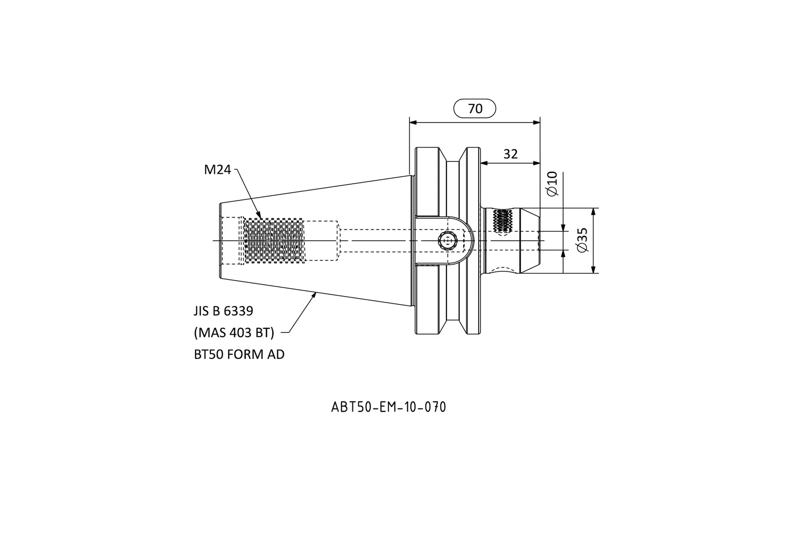 ABT50-EM-10-070 &mdash; dimensioned drawing
