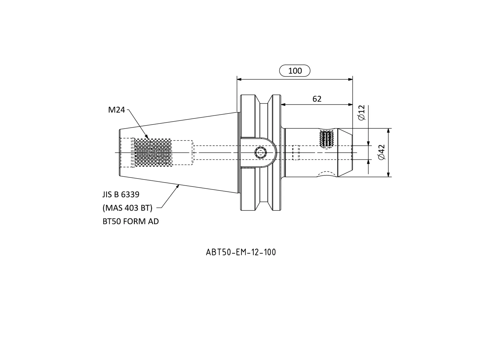 ABT50-EM-12-100 &mdash; dimensioned drawing