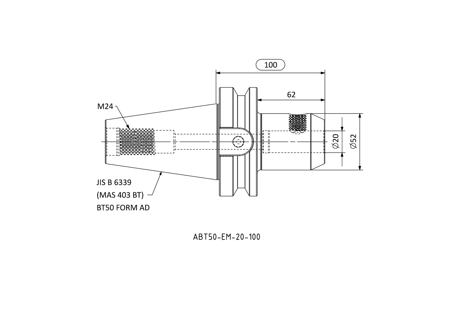 ABT50-EM-20-100 &mdash; dimensioned drawing