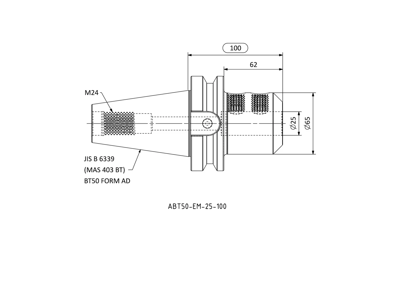 ABT50-EM-25-100 &mdash; dimensioned drawing