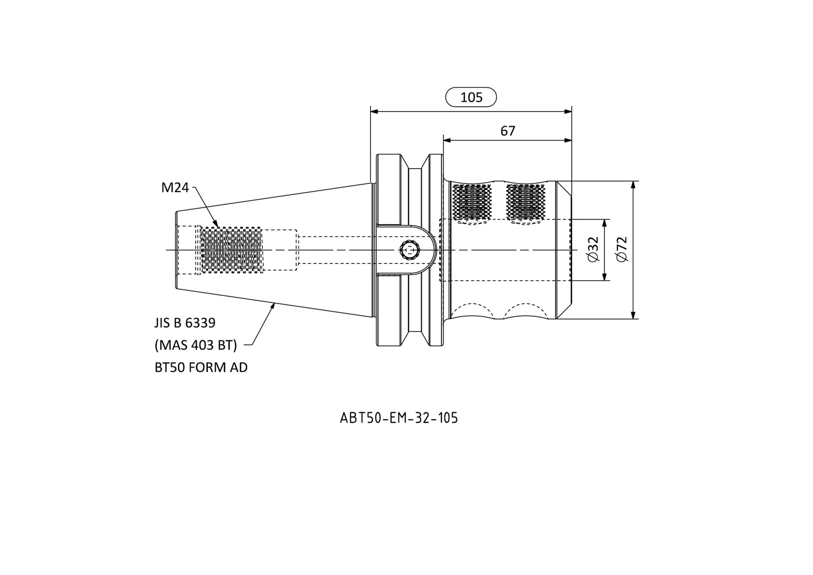 ABT50-EM-32-105 &mdash; dimensioned drawing