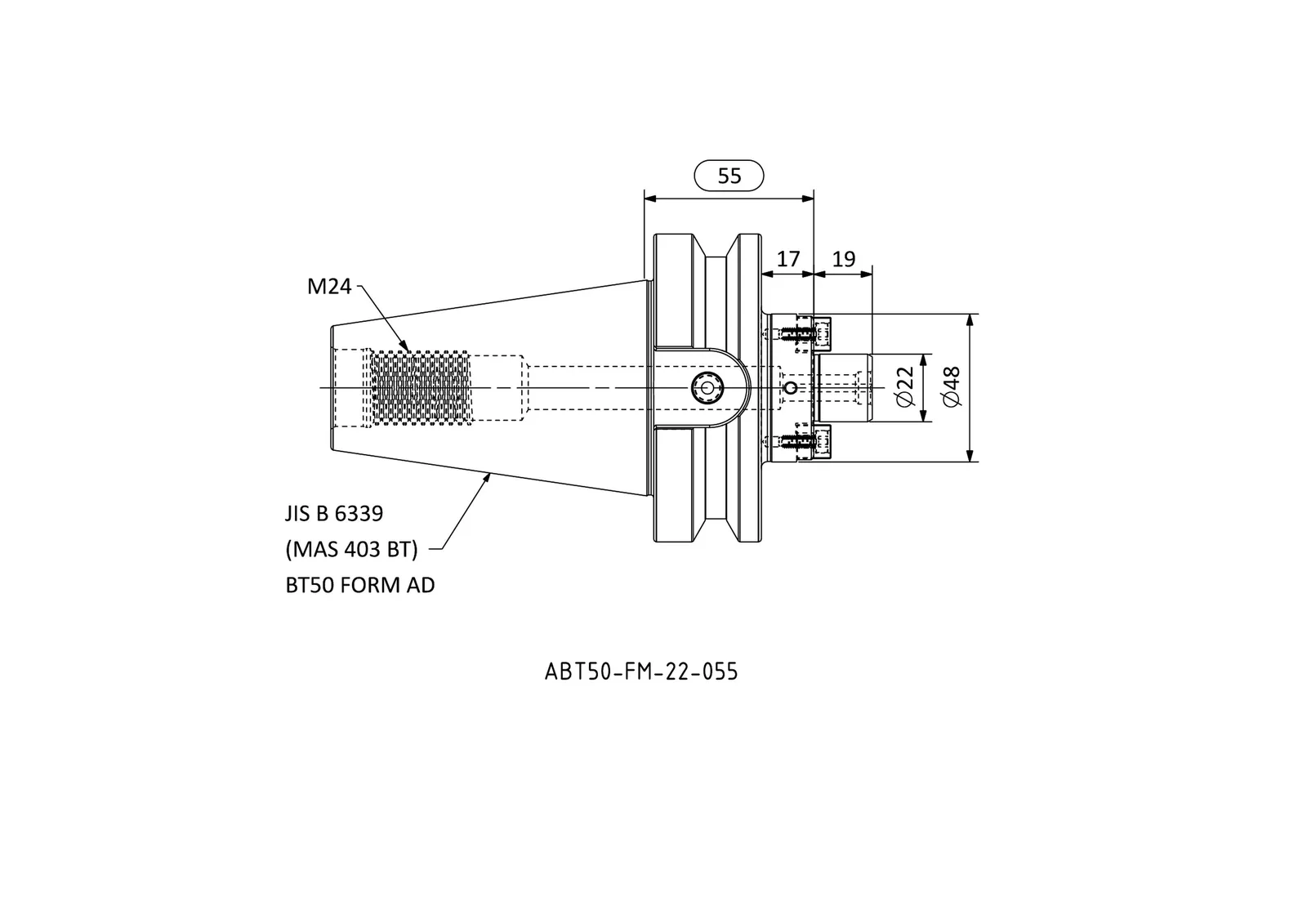 ABT50-FM-22-055 &mdash; dimensioned drawing
