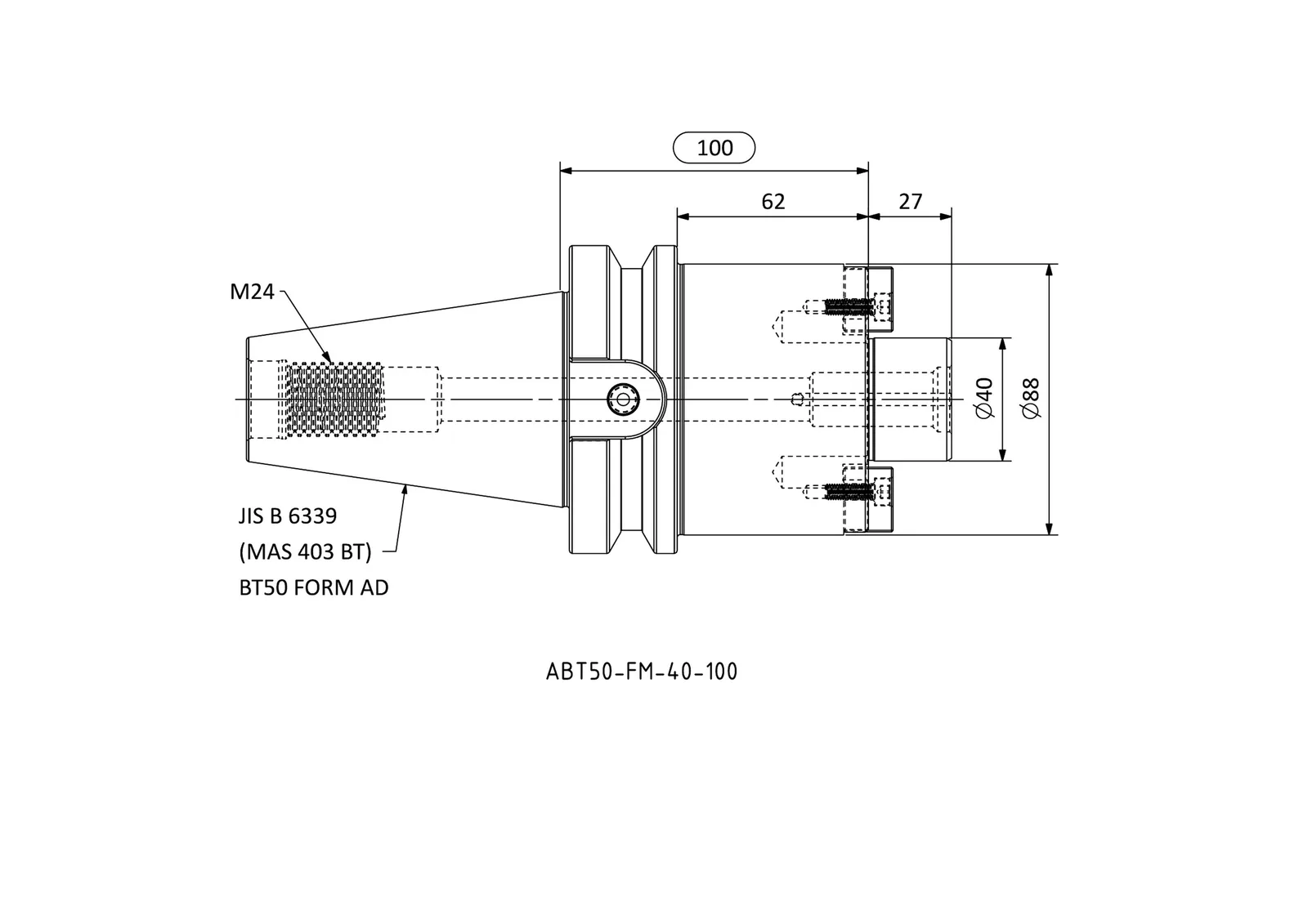 ABT50-FM-40-100 &mdash; dimensioned drawing