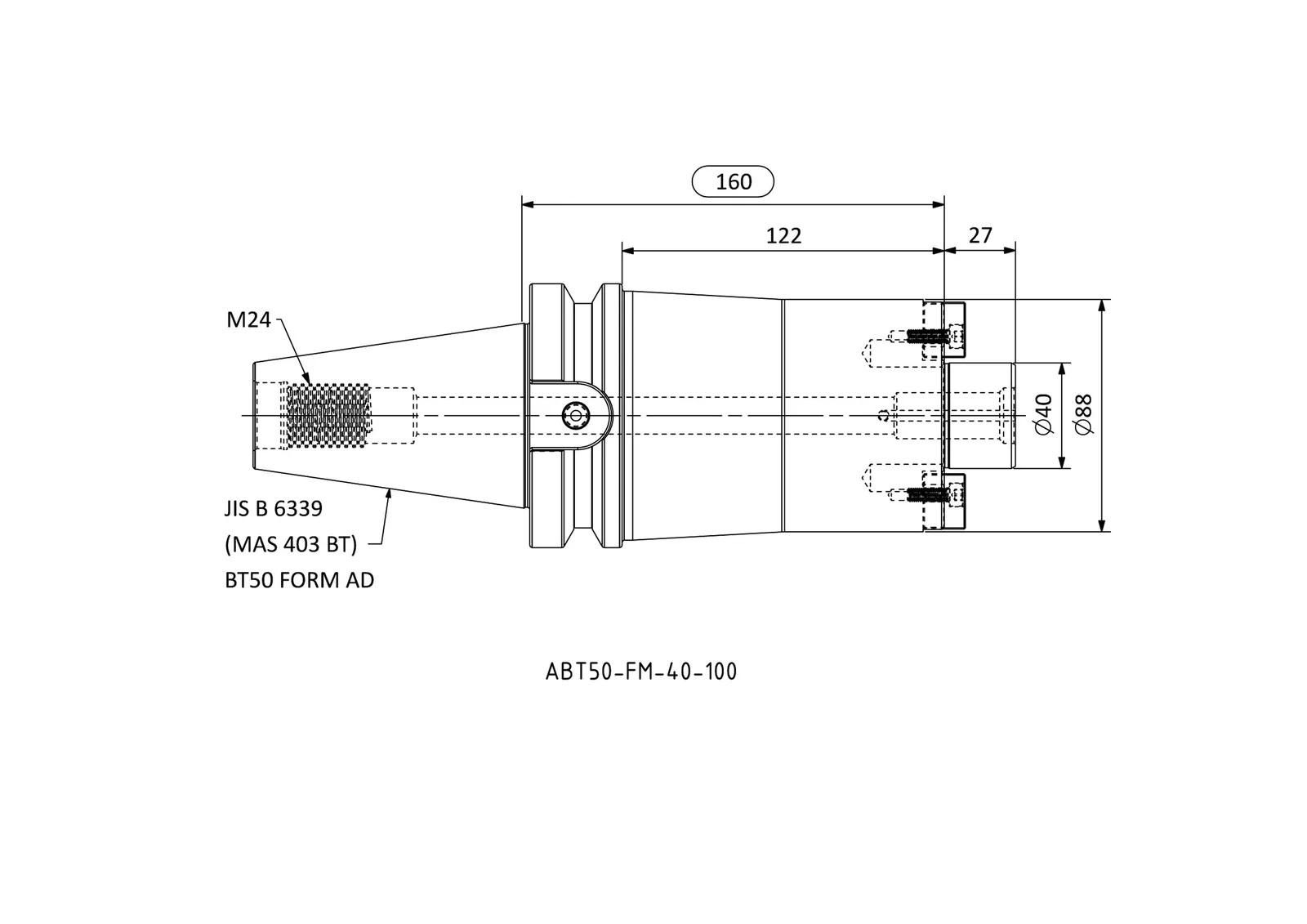 ABT50-FM-40-160 &mdash; dimensioned drawing