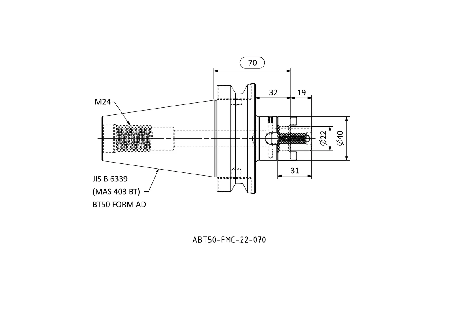 ABT50-FMC-22-070 &mdash; dimensioned drawing
