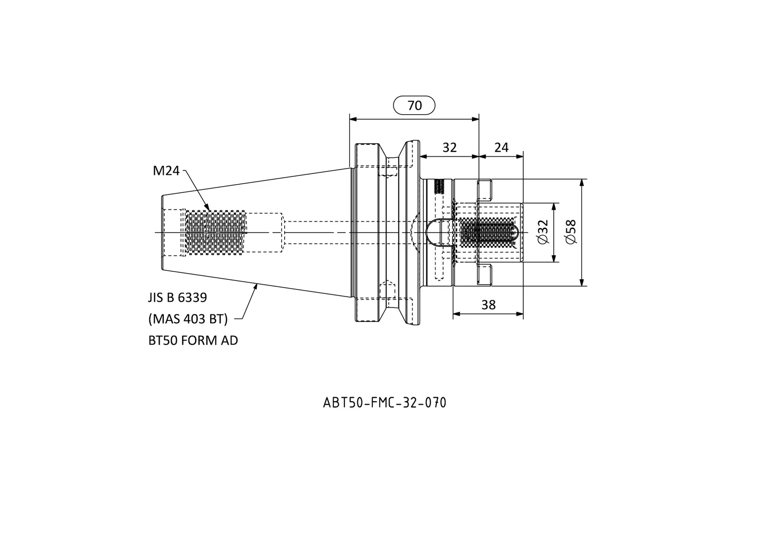 ABT50-FMC-32-070 &mdash; dimensioned drawing
